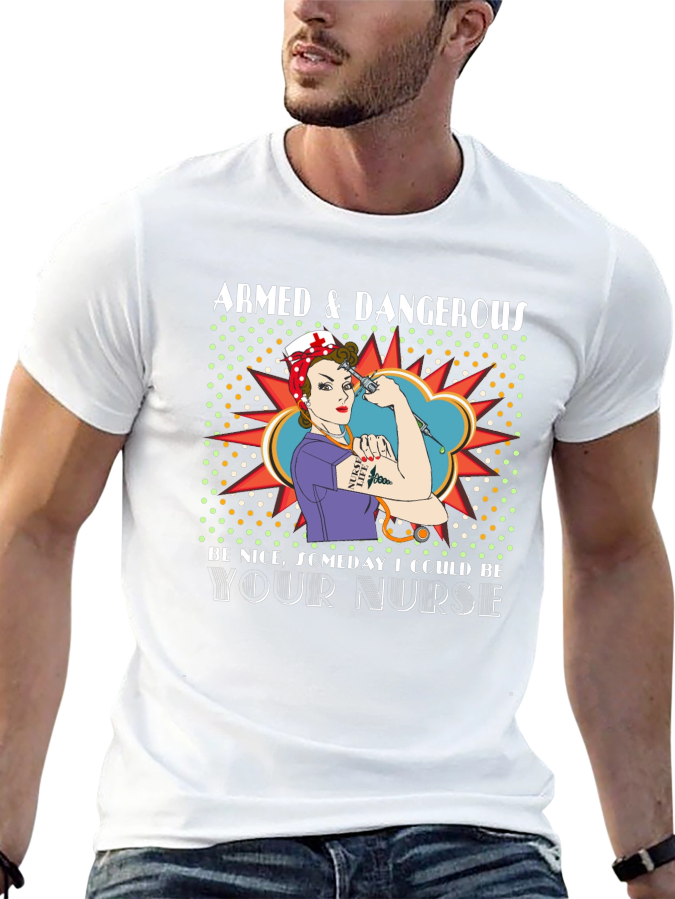 Armed & Dangerous Nurse Graphic T-Shirt