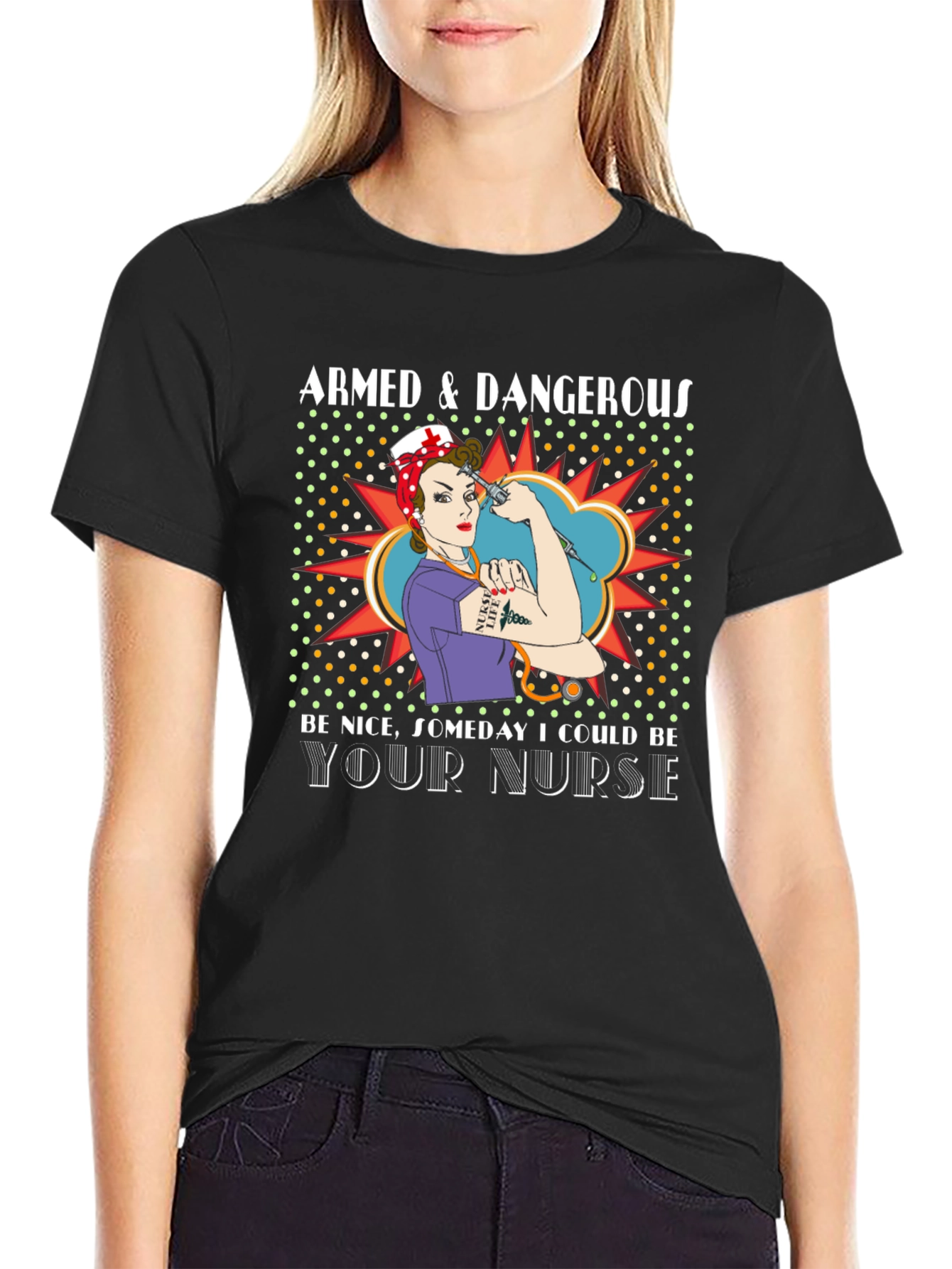 Armed & Dangerous Nurse Graphic T-Shirt