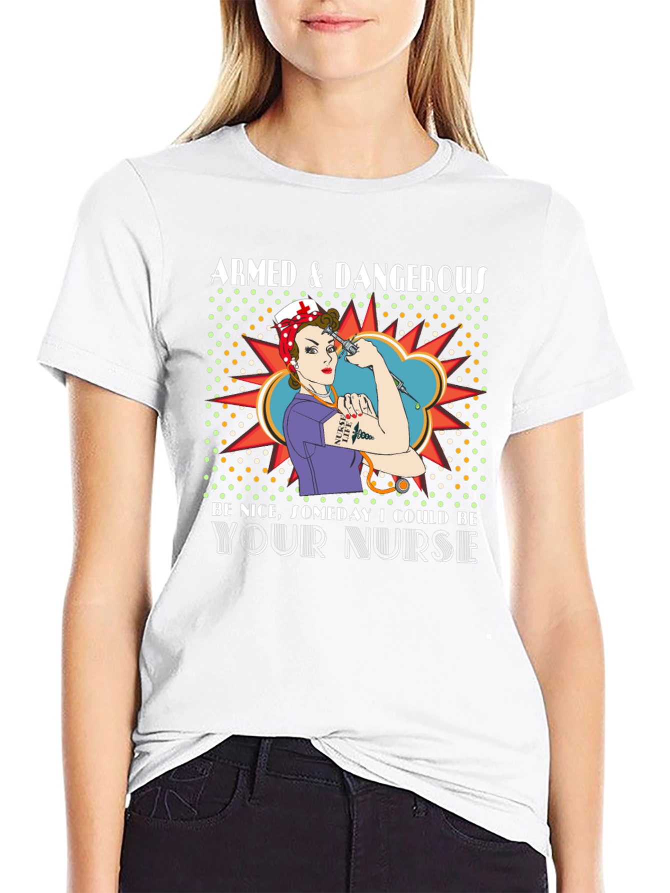 Armed & Dangerous Nurse Graphic T-Shirt