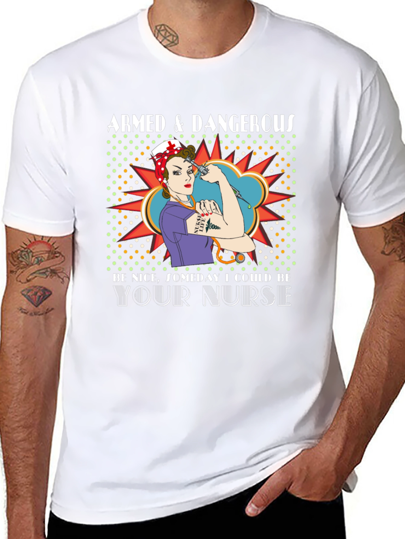 Armed & Dangerous Nurse Graphic T-Shirt