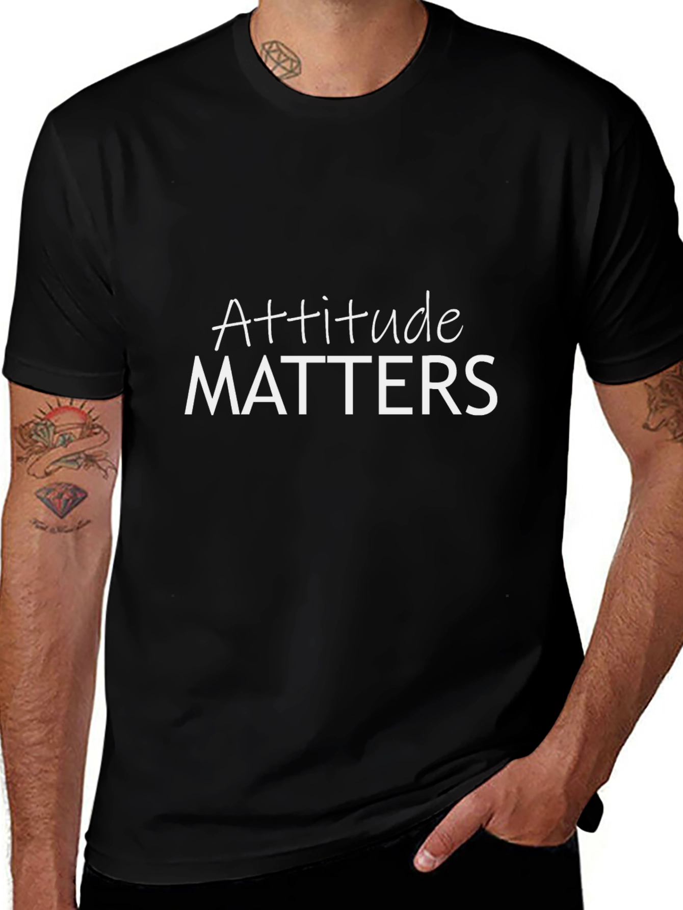 Attitude Matters Graphic Tee - Black Cotton T-Shirt