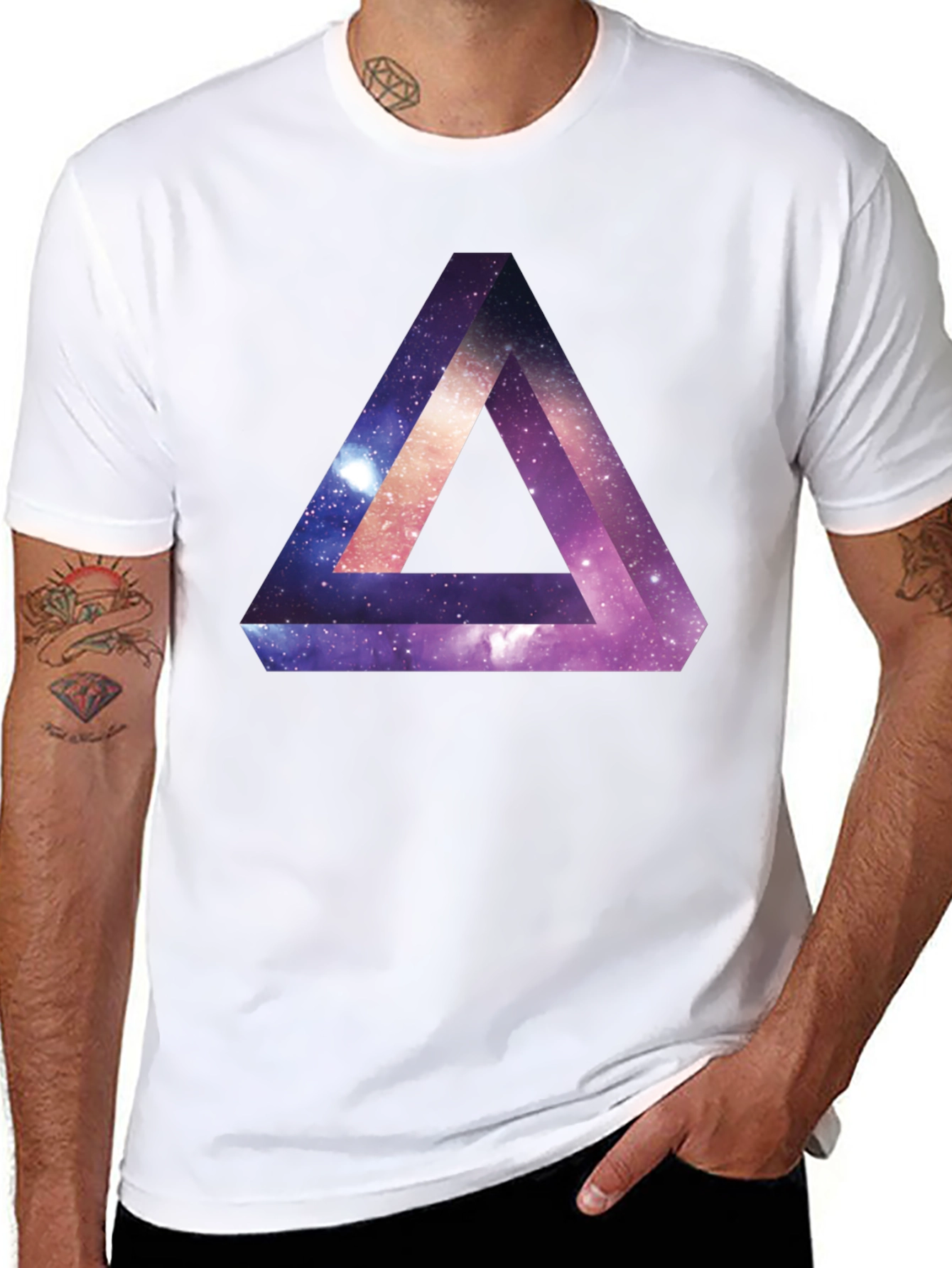 Galaxy Triangle Graphic Tee - Modern Illusion Shirt