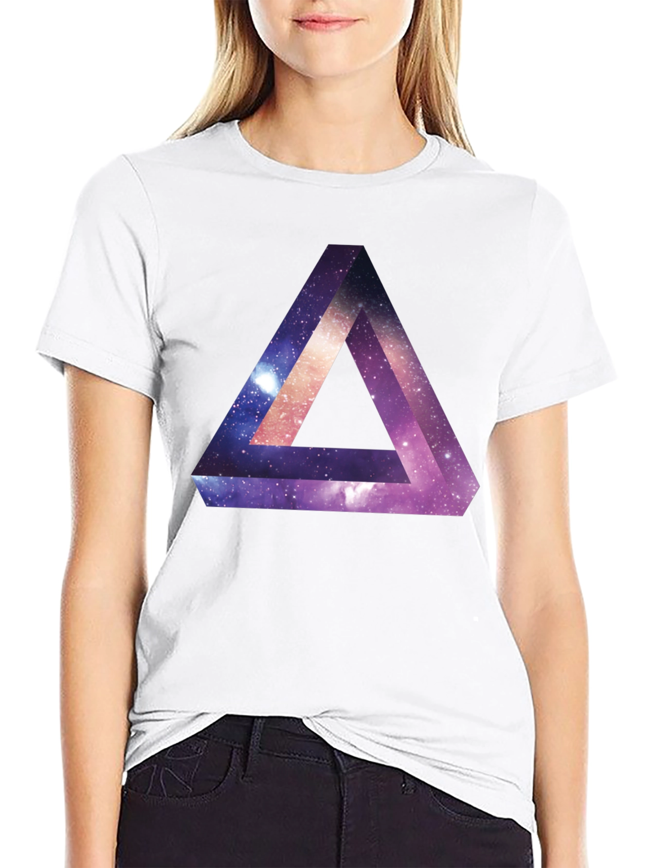 Galaxy Triangle Graphic Tee - Modern Illusion Shirt