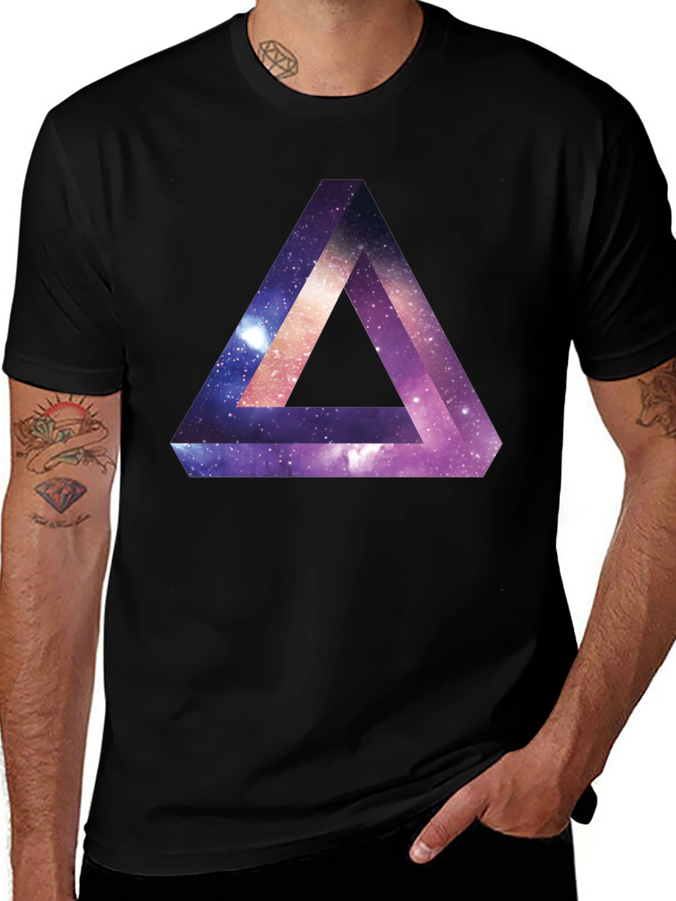 Galaxy Triangle Graphic Tee - Modern Illusion Shirt