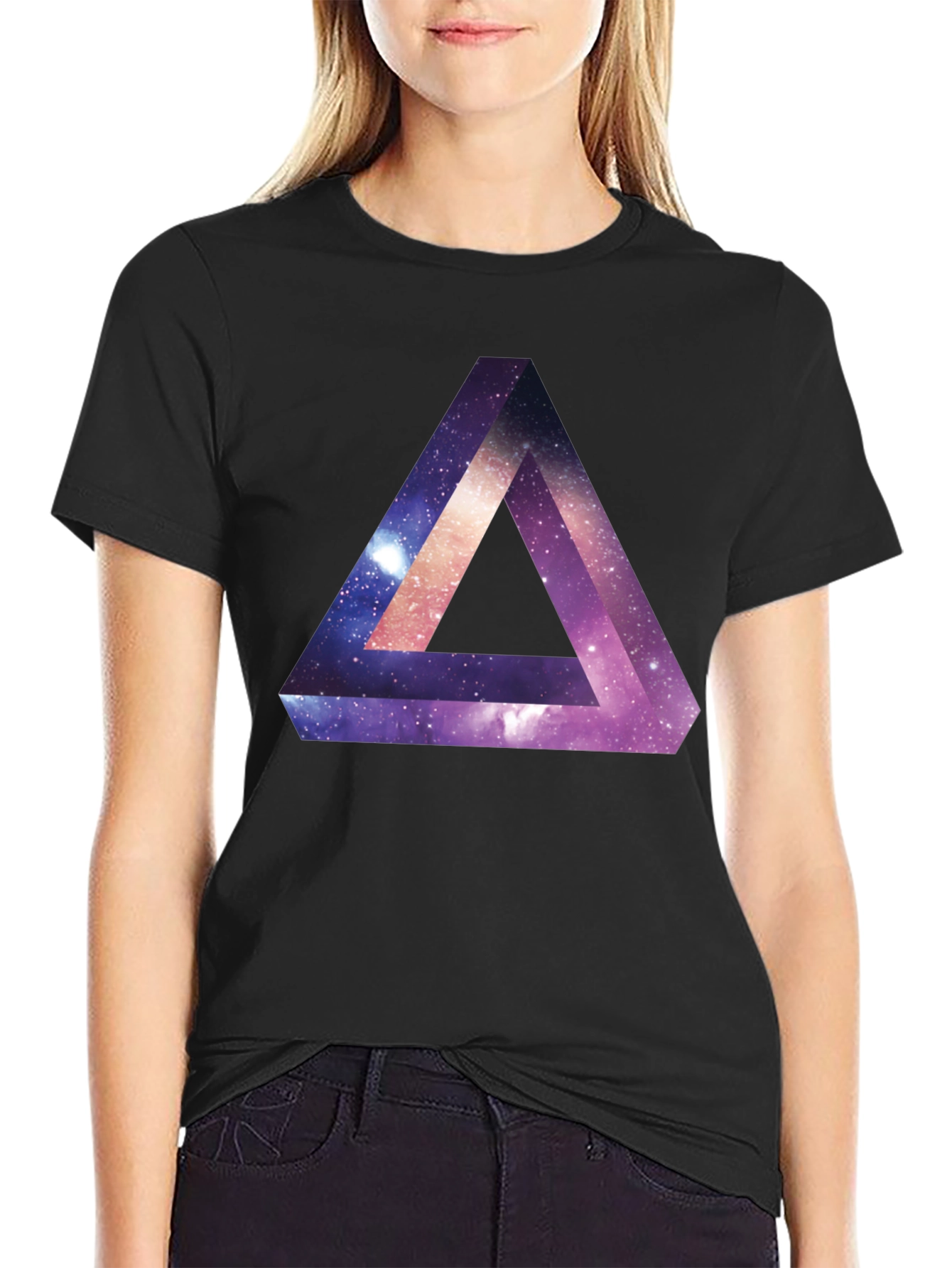 Galaxy Triangle Graphic Tee - Modern Illusion Shirt