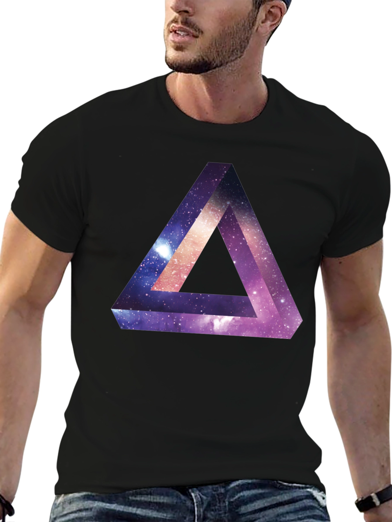 Galaxy Triangle Graphic Tee - Modern Illusion Shirt