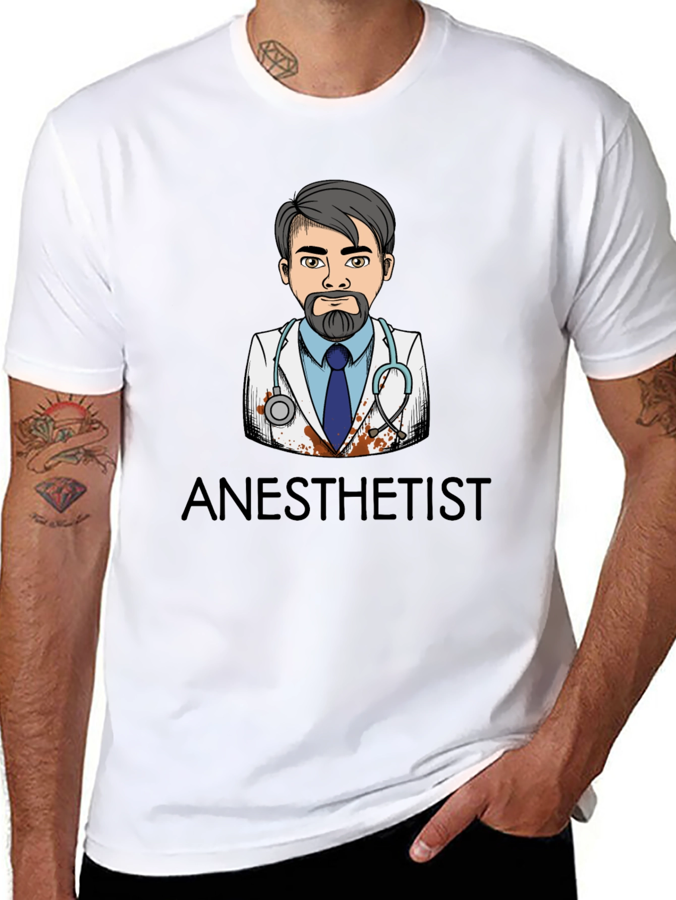 Anesthetist Cartoon Graphic Black T-Shirt