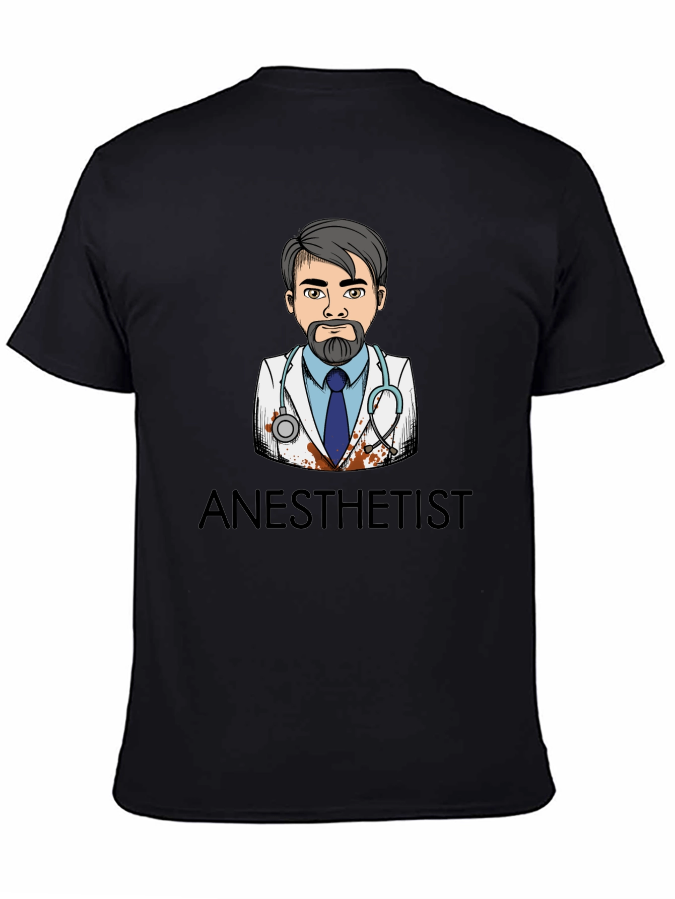 Anesthetist Cartoon Graphic Black T-Shirt