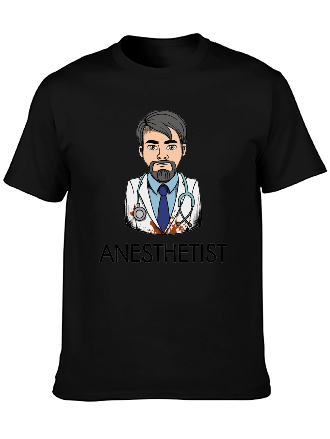 Anesthetist Cartoon Graphic Black T-Shirt