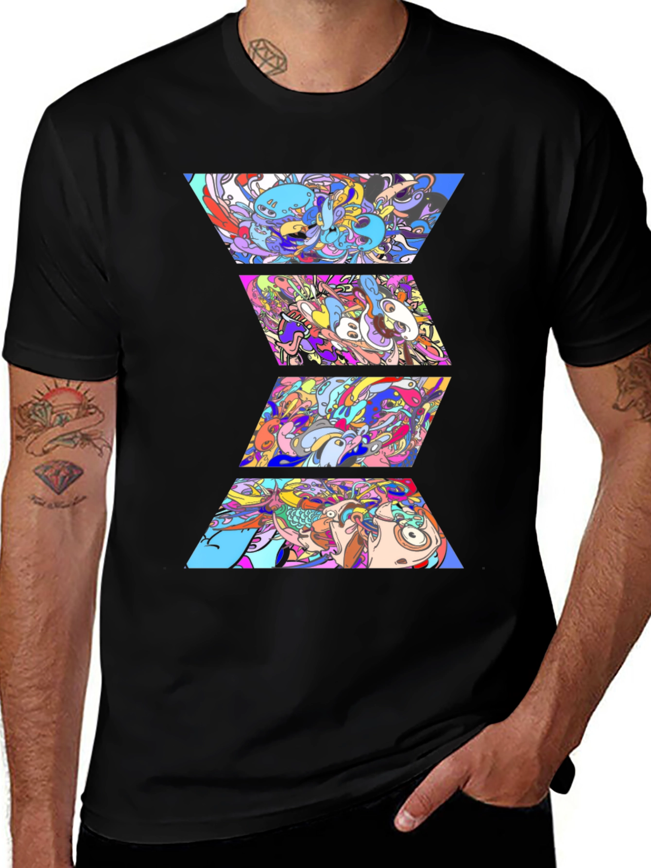 Abstract Graphic Print Black T-Shirt