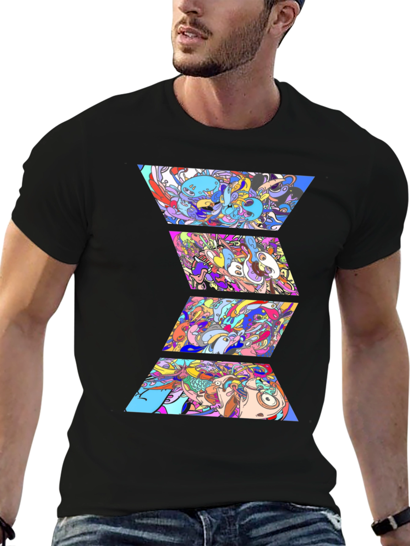 Abstract Graphic Print Black T-Shirt