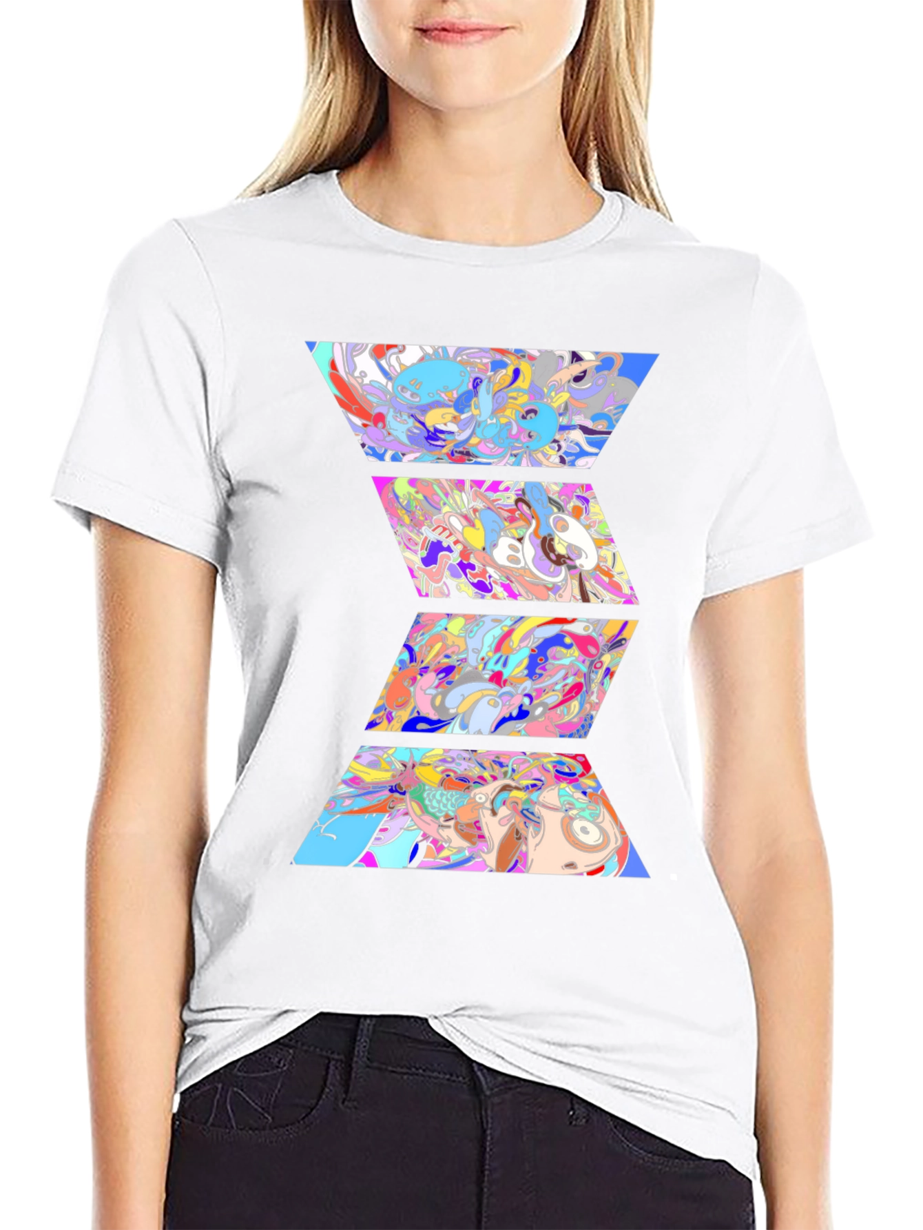 Abstract Graphic Print Black T-Shirt