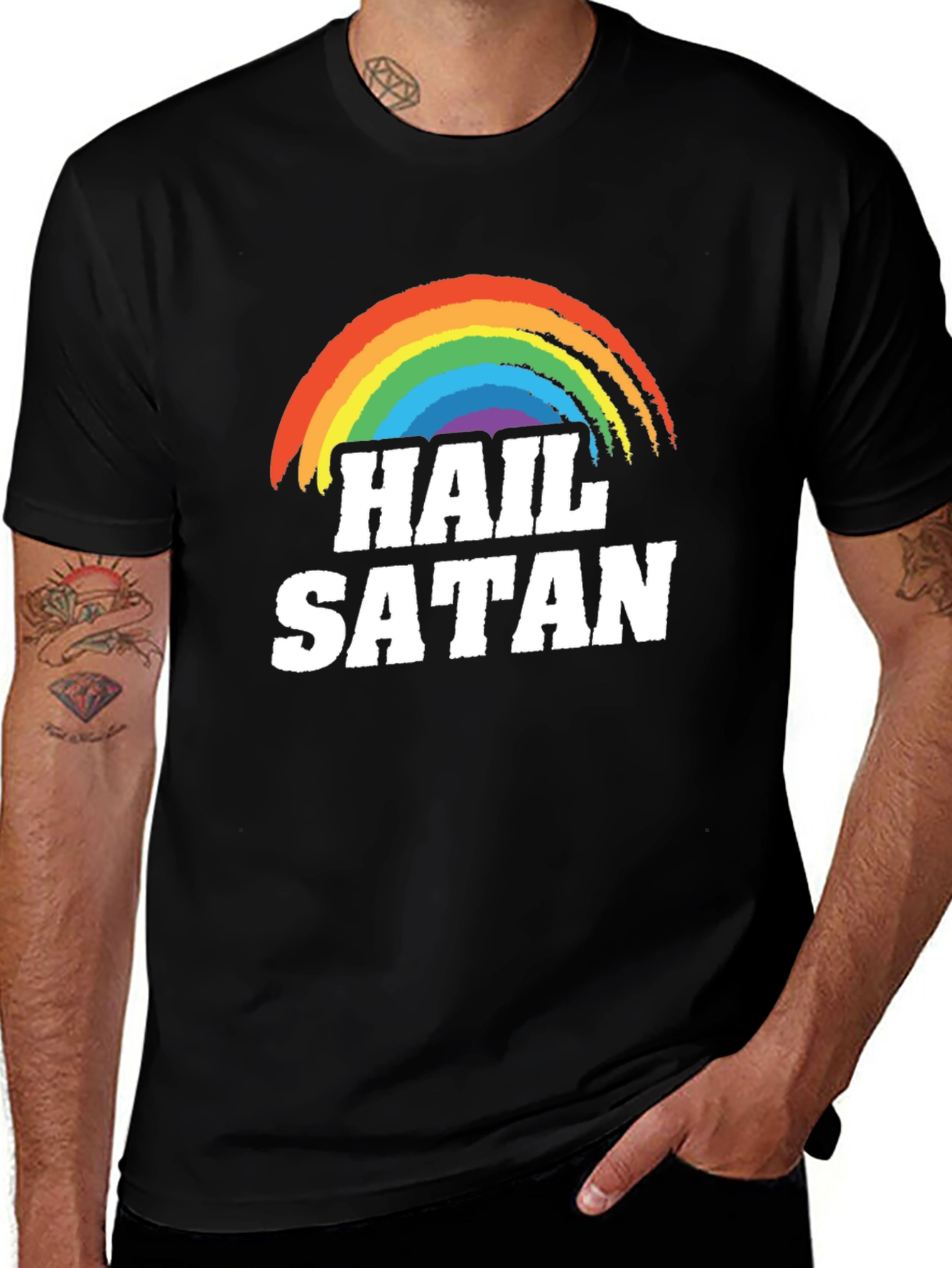 Hail Satan Rainbow T-Shirt - Prideful Rebellion