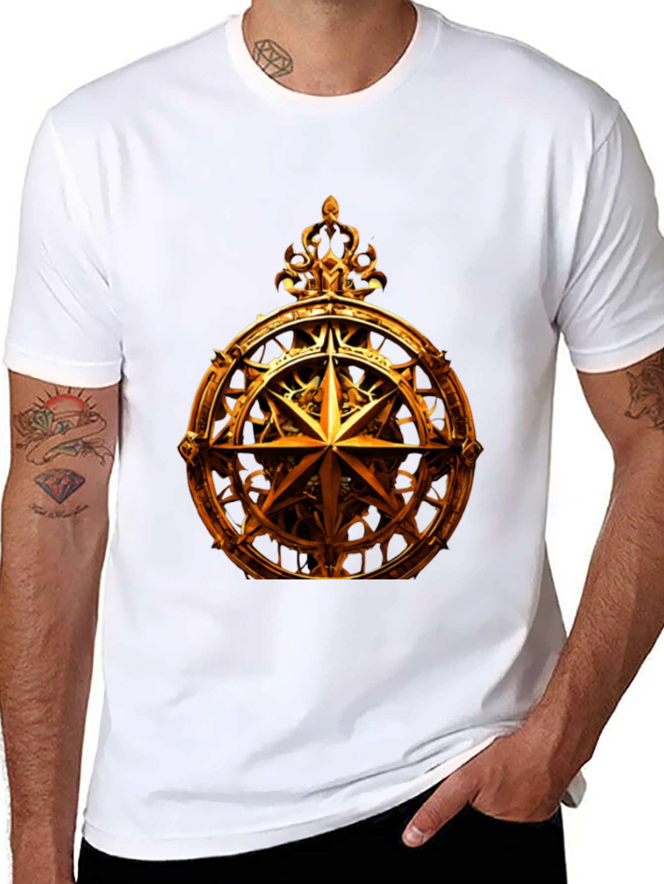 Golden Compass Rose Graphic T-Shirt