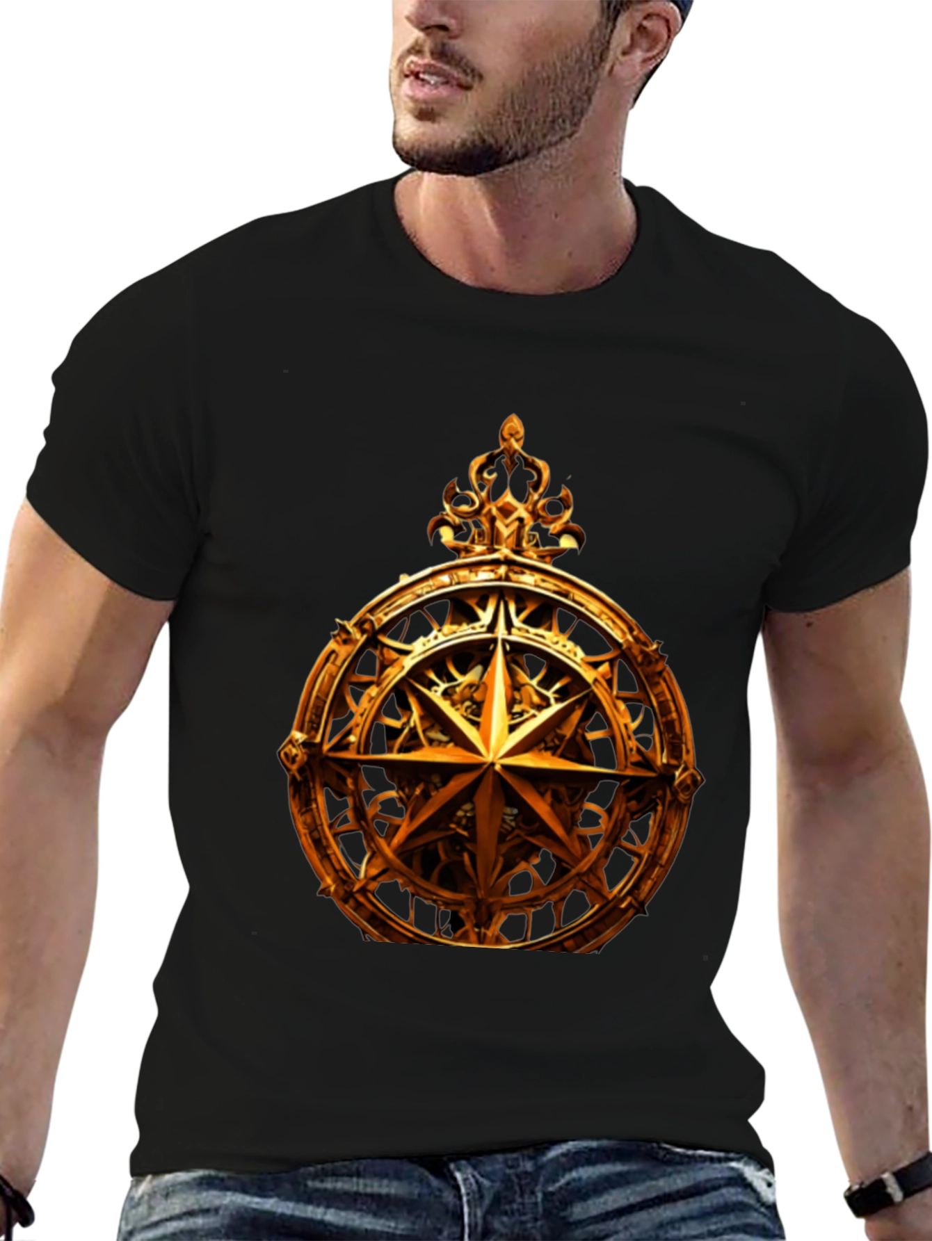 Golden Compass Rose Graphic T-Shirt