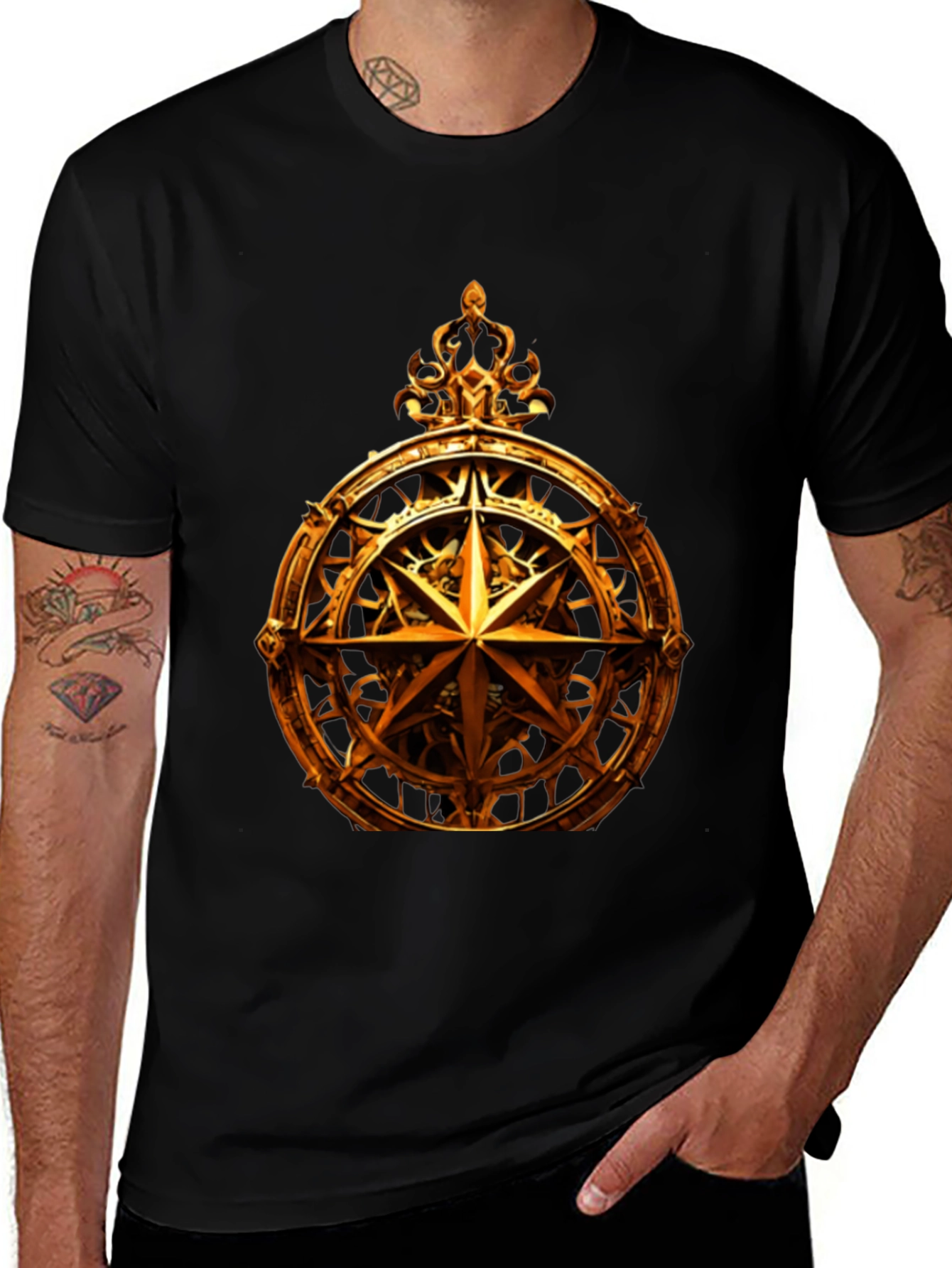 Golden Compass Rose Graphic T-Shirt