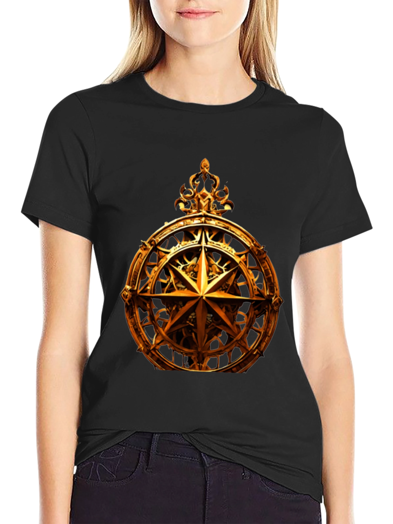 Golden Compass Rose Graphic T-Shirt