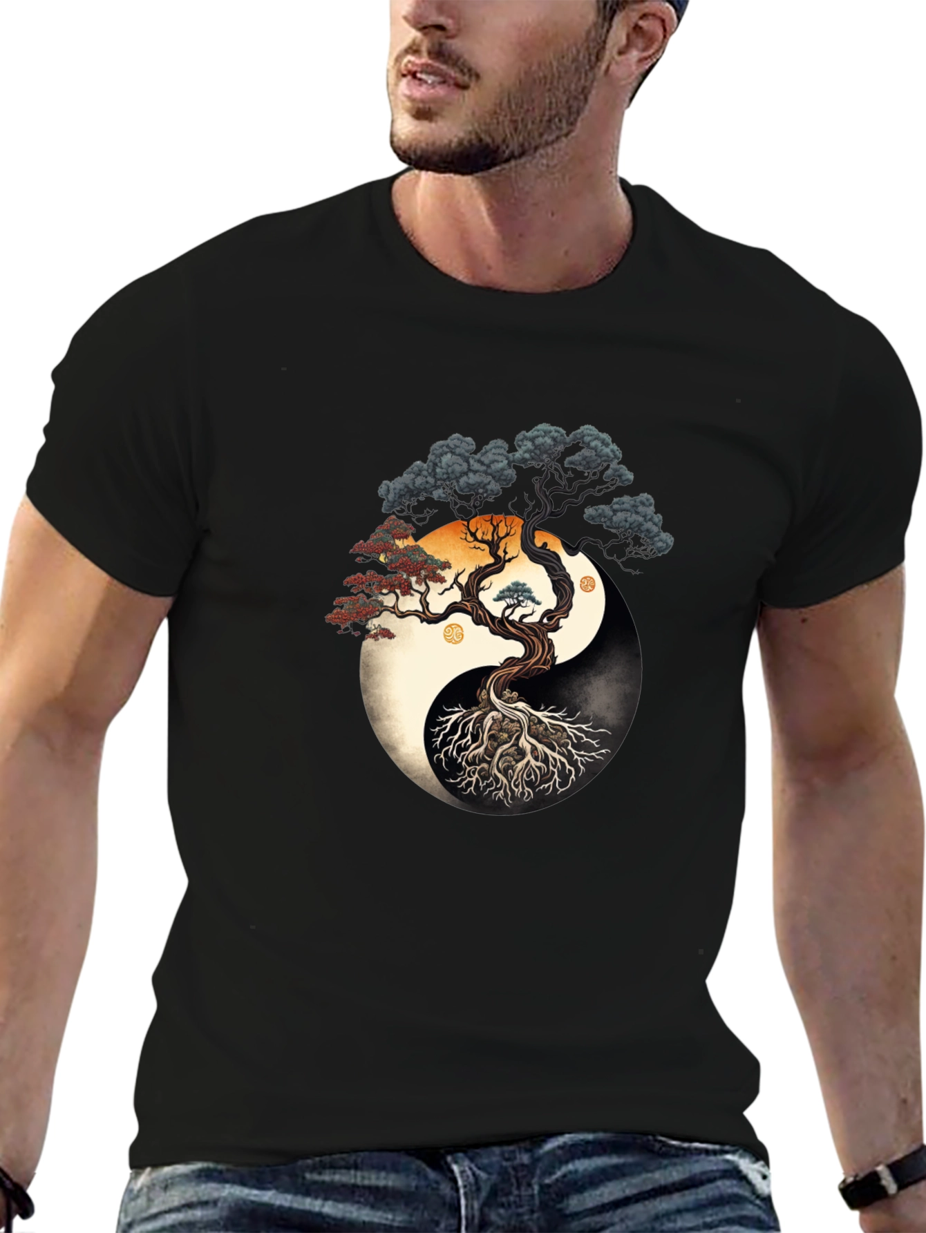 Yin Yang Tree Graphic Tee - Balance & Harmony