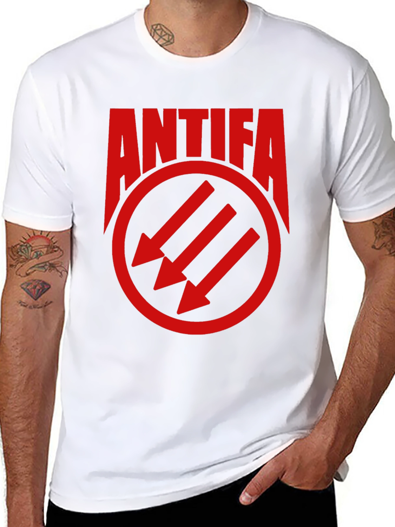 Antifa Three Arrows Graphic Tee - Black