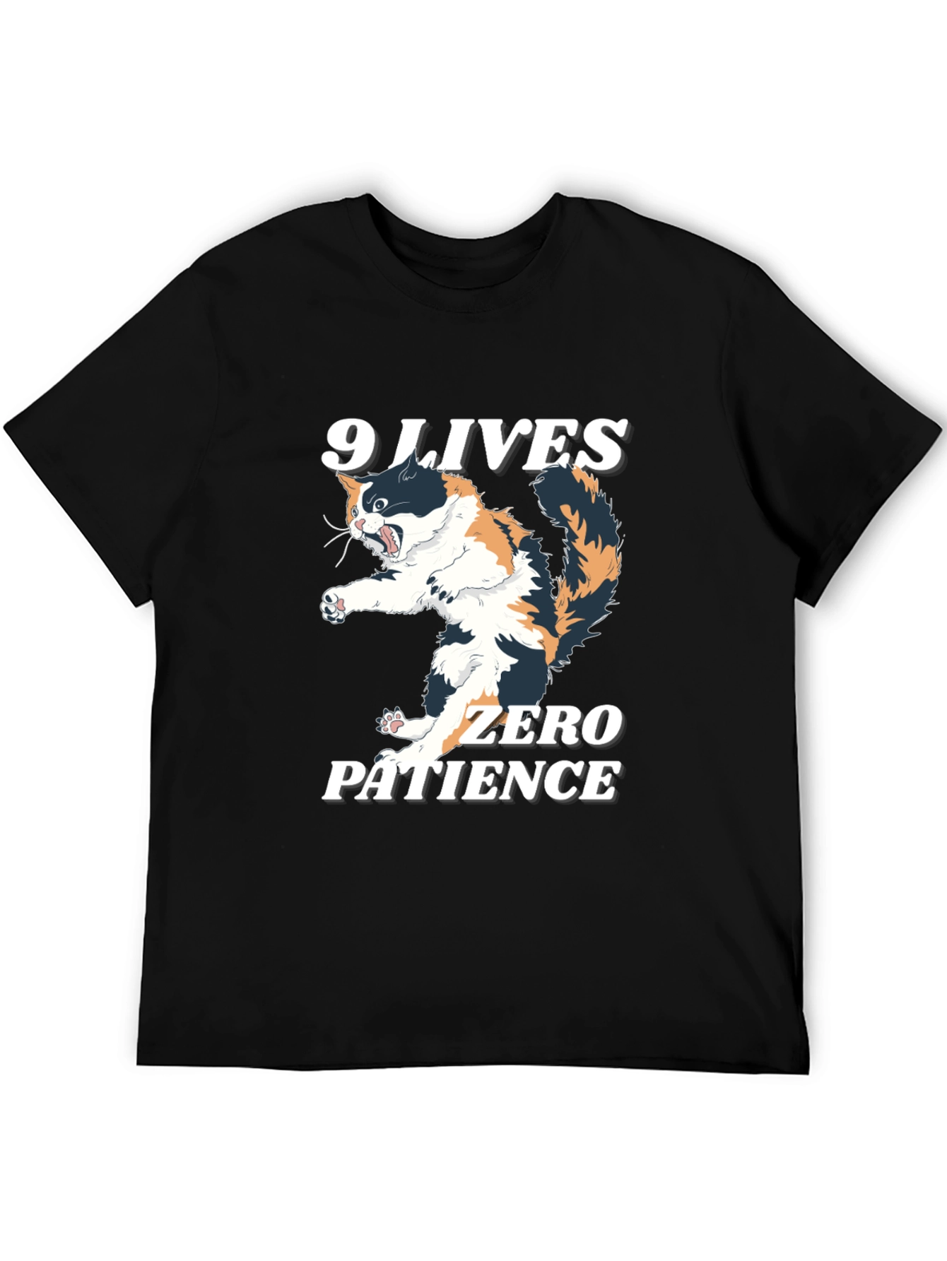 9 Lives Zero Patience Cat Graphic Tee