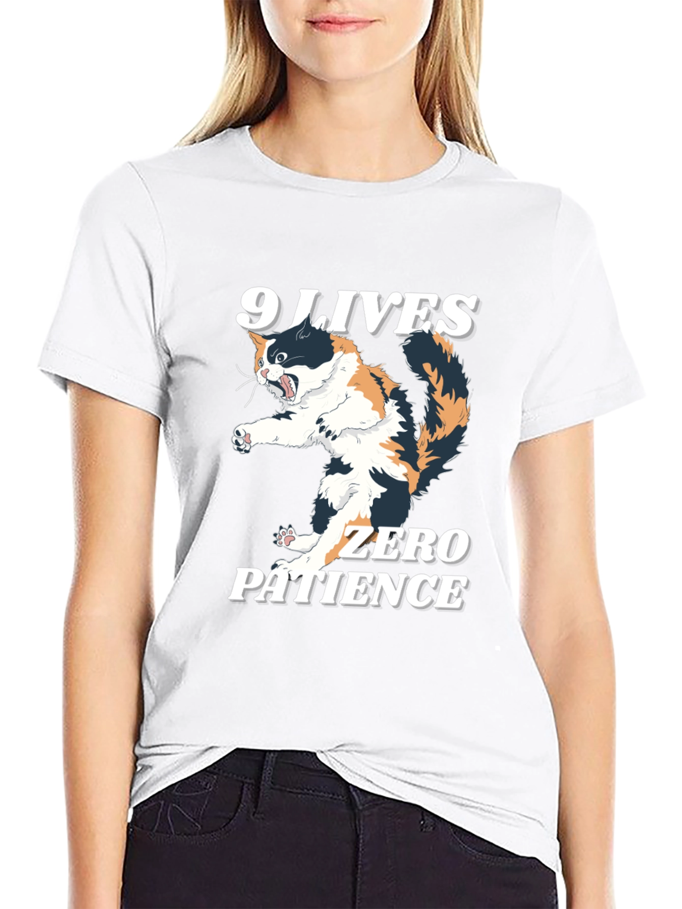 9 Lives Zero Patience Cat Graphic Tee