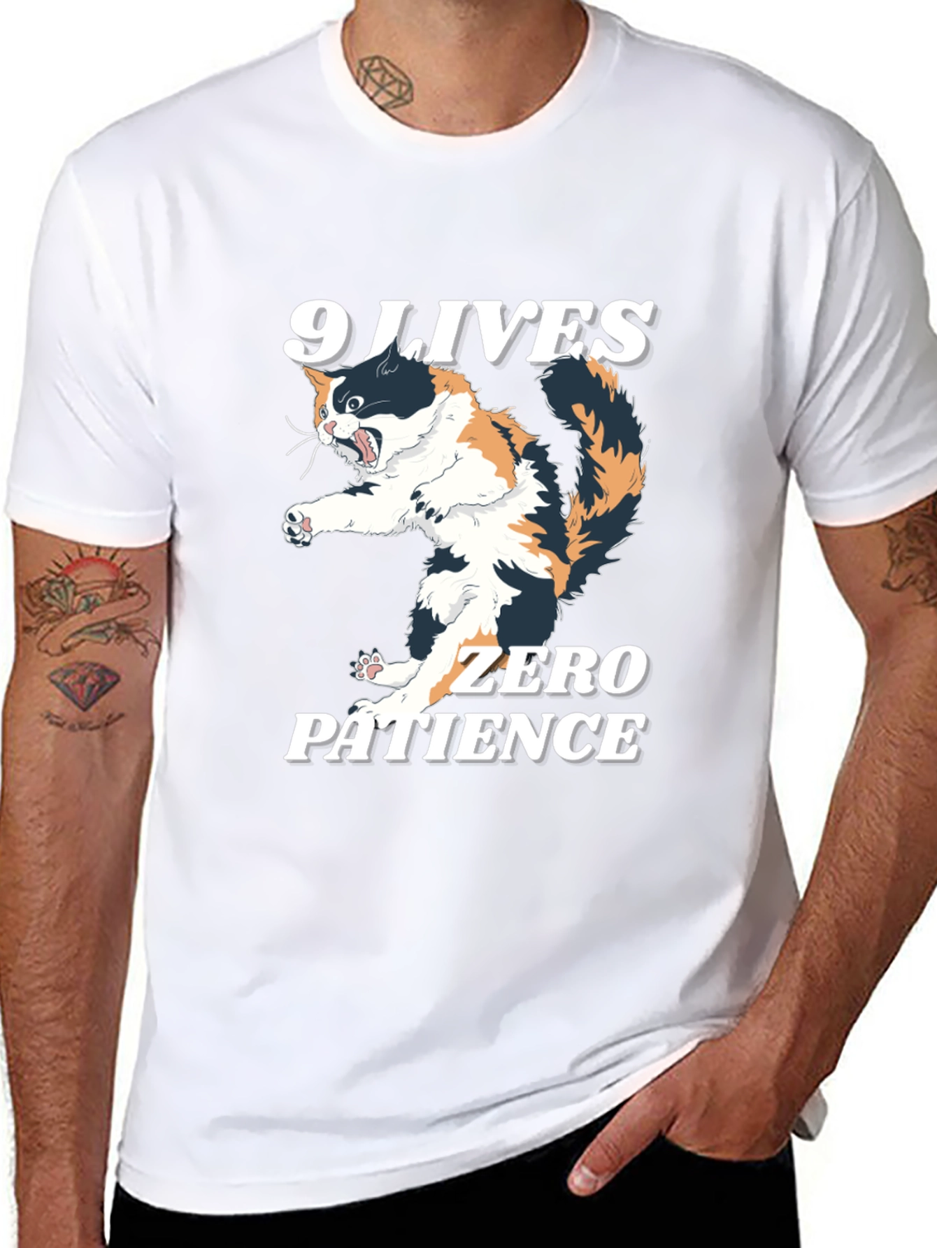 9 Lives Zero Patience Cat Graphic Tee