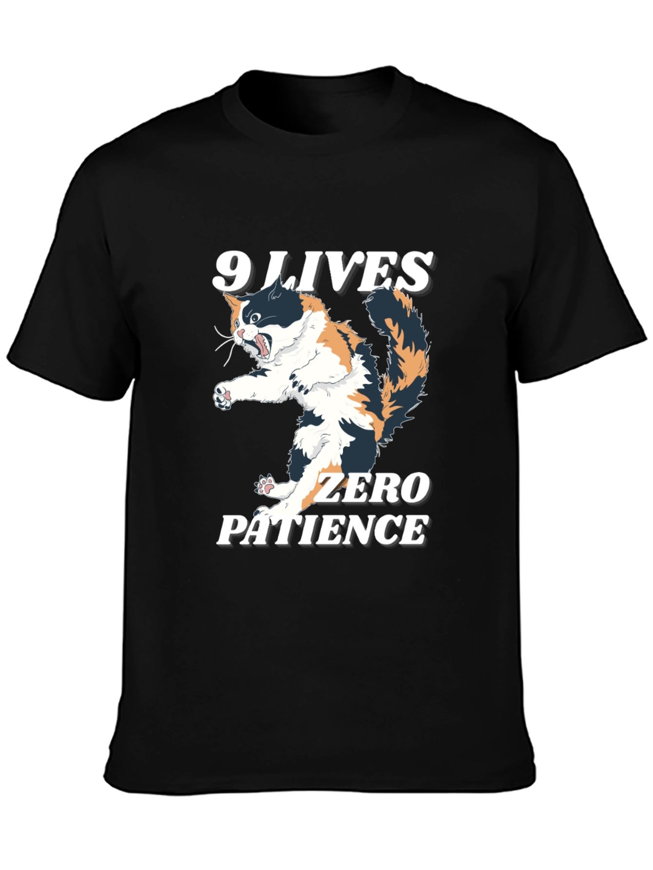 9 Lives Zero Patience Cat Graphic Tee