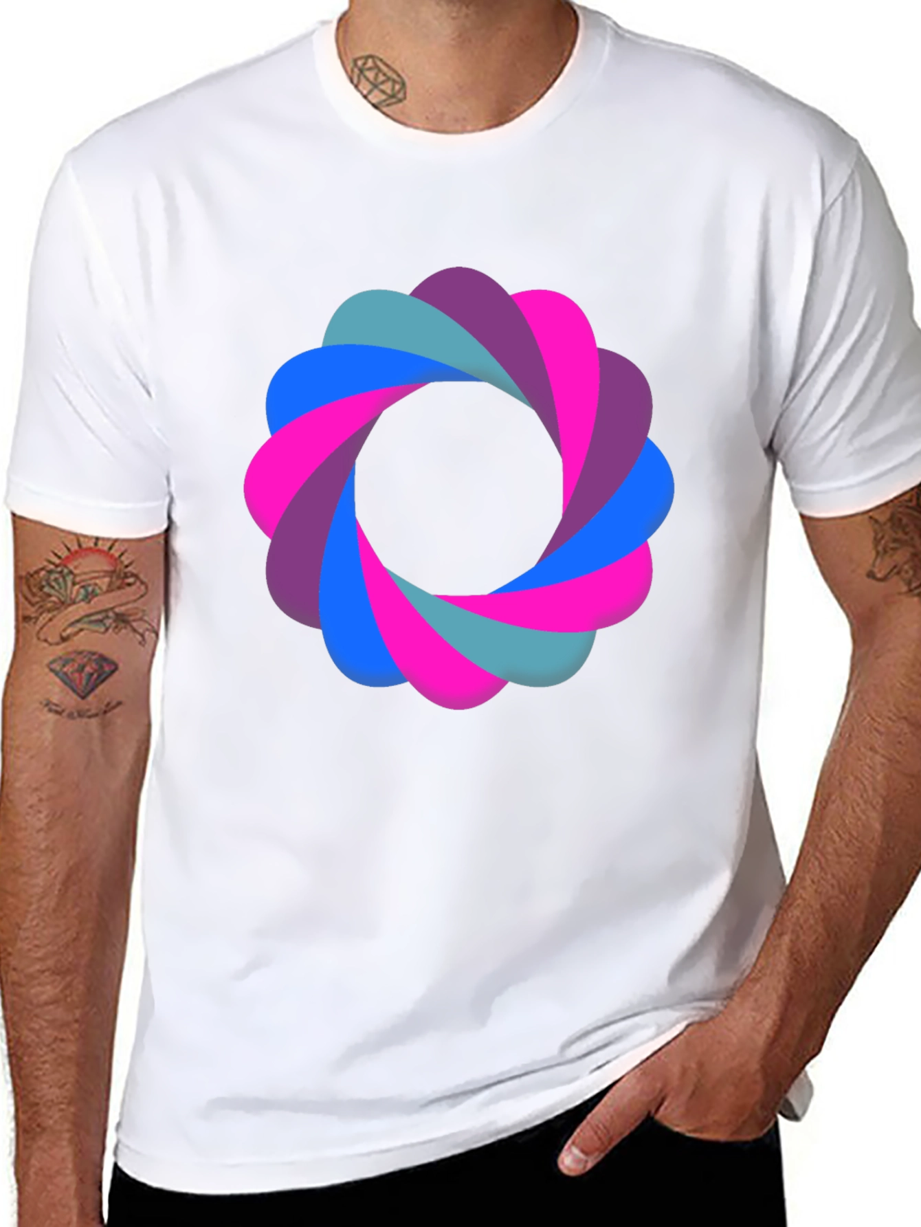 Abstract Flower Graphic Black T-Shirt