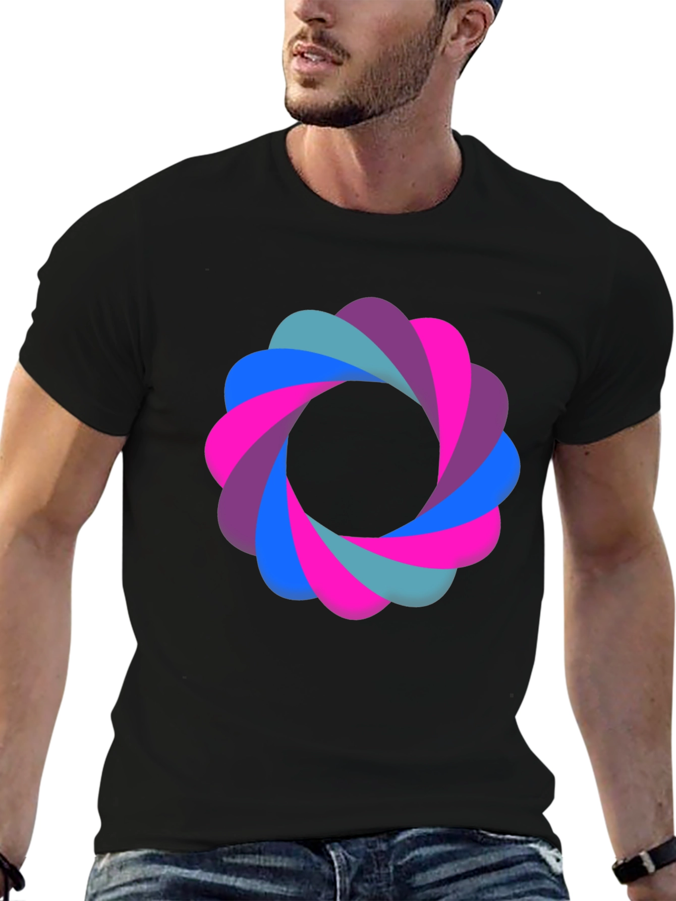 Abstract Flower Graphic Black T-Shirt