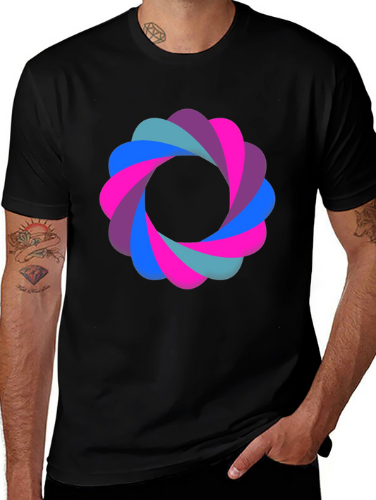 Abstract Flower Graphic Black T-Shirt