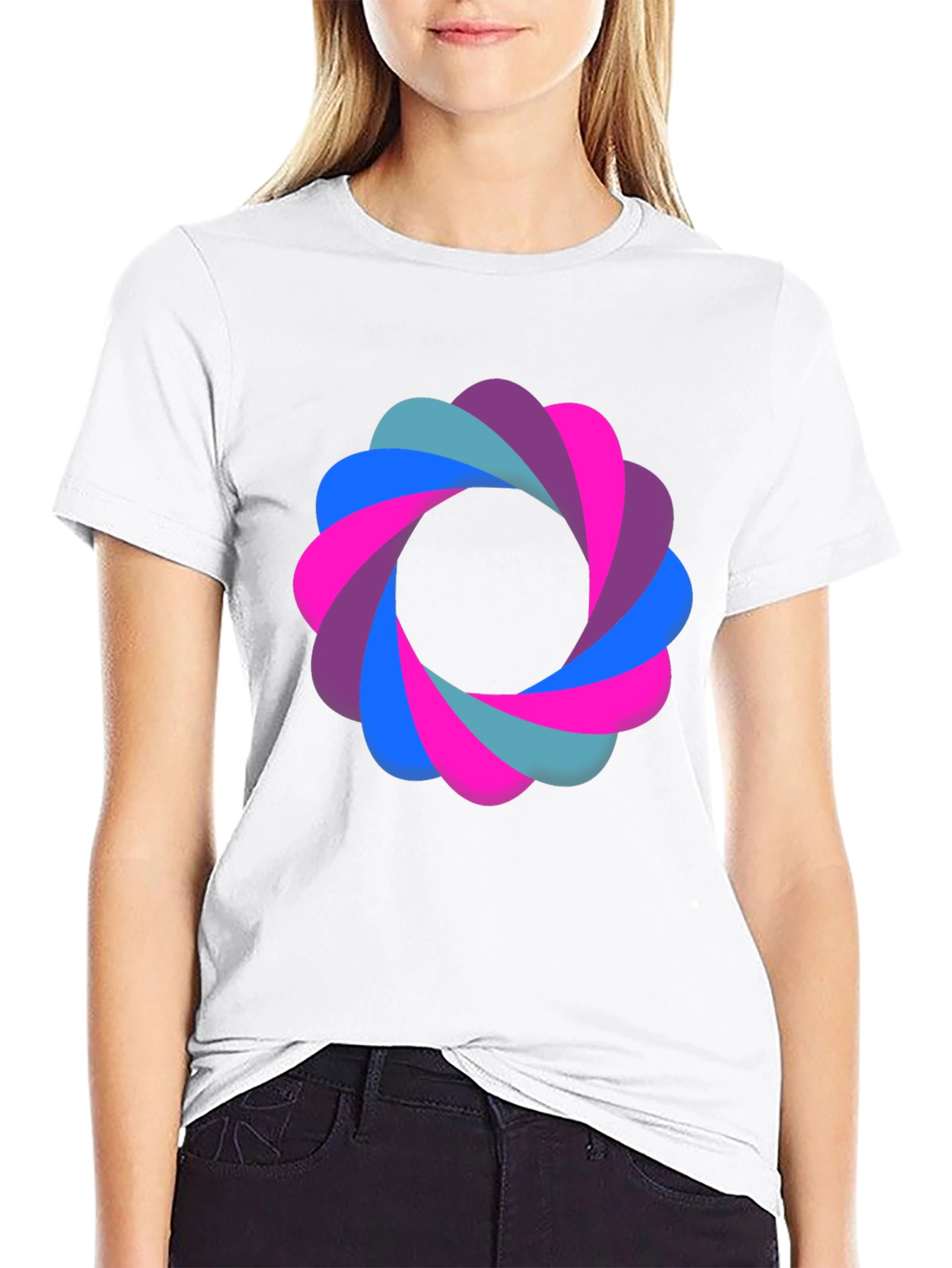 Abstract Flower Graphic Black T-Shirt