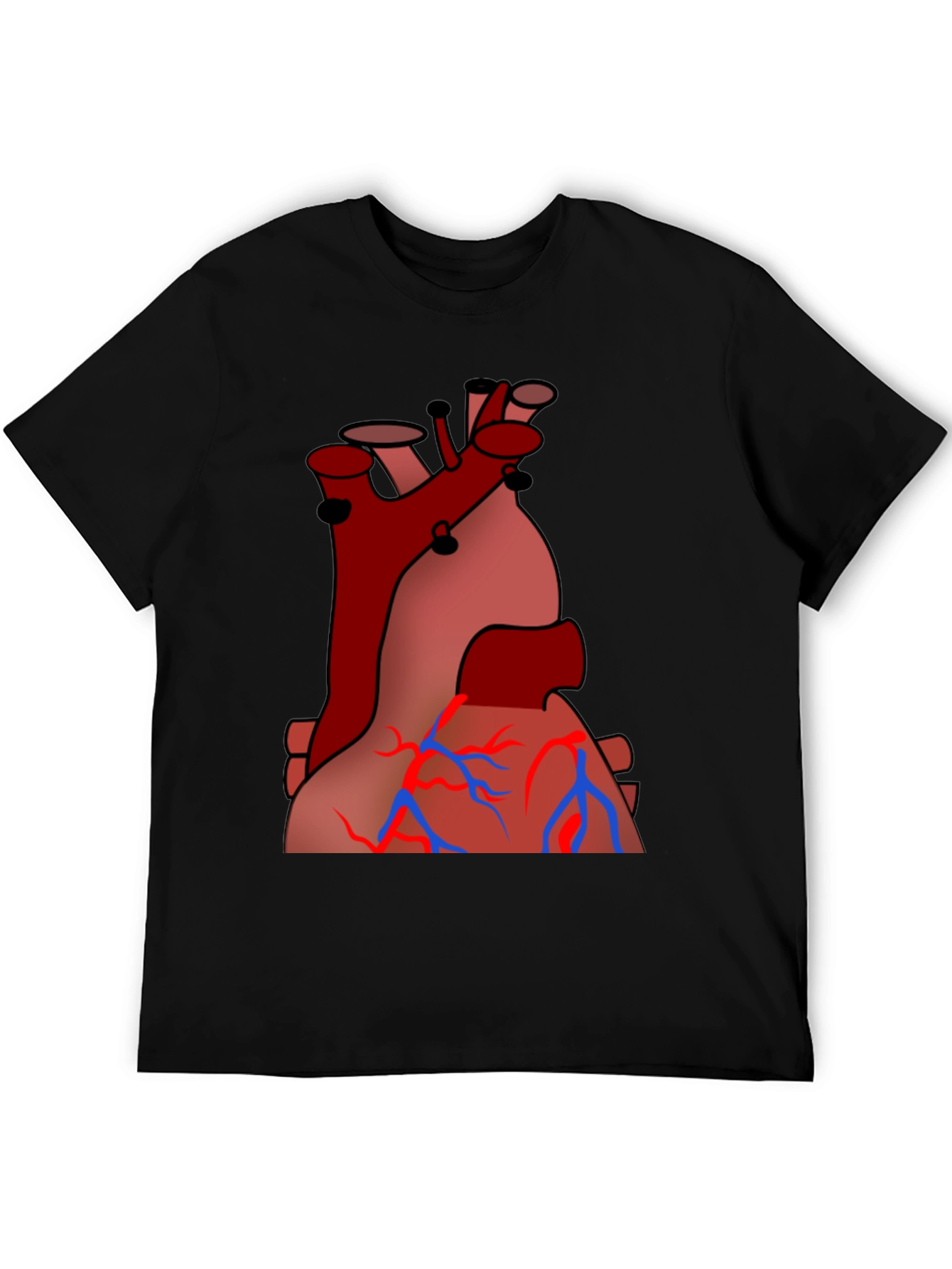 Anatomical Heart Graphic Tee - Black Cotton Casual Shirt