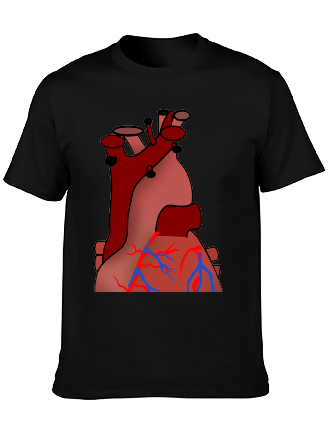 Anatomical Heart Graphic Tee - Black Cotton Casual Shirt