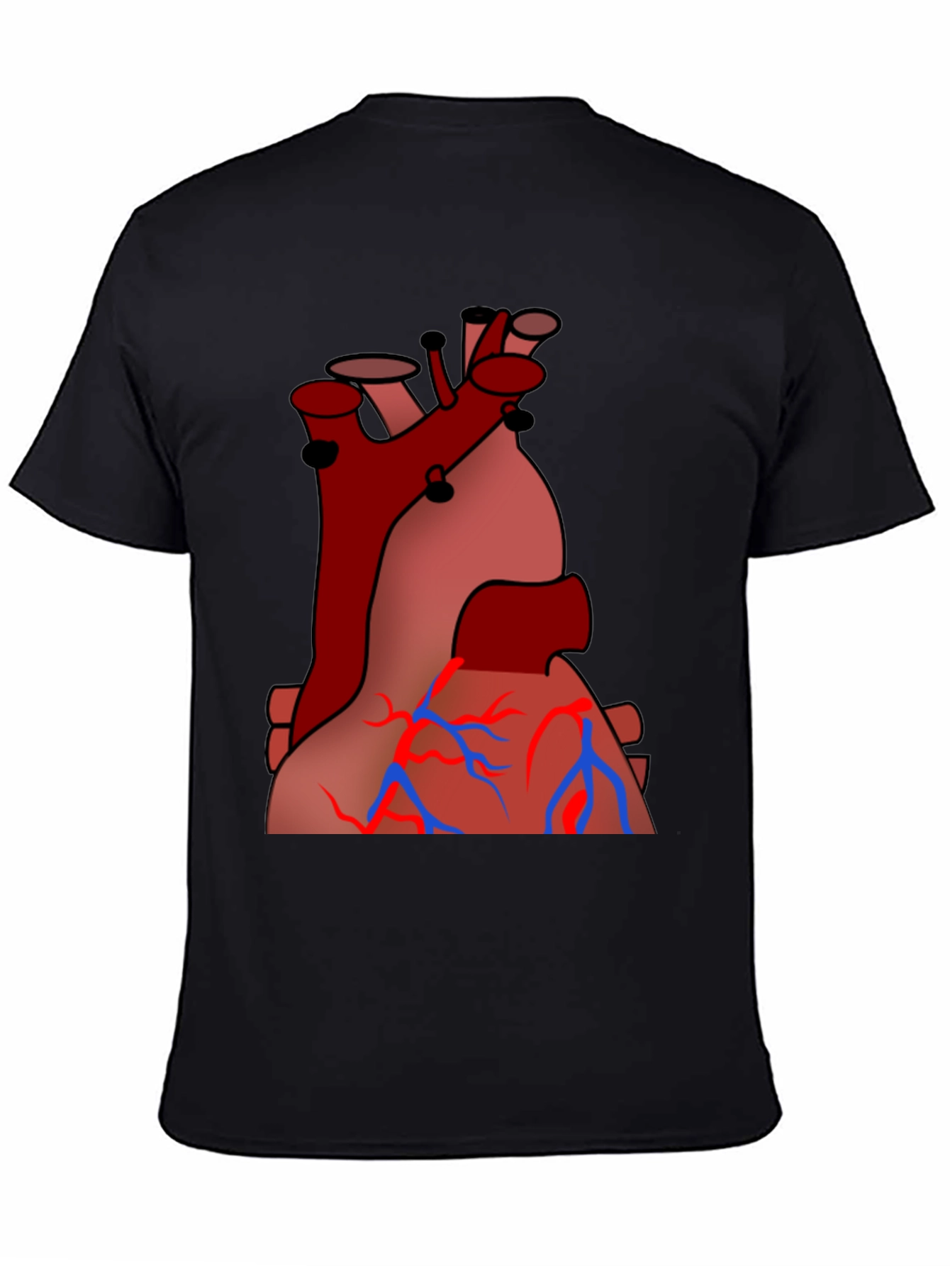 Anatomical Heart Graphic Tee - Black Cotton Casual Shirt