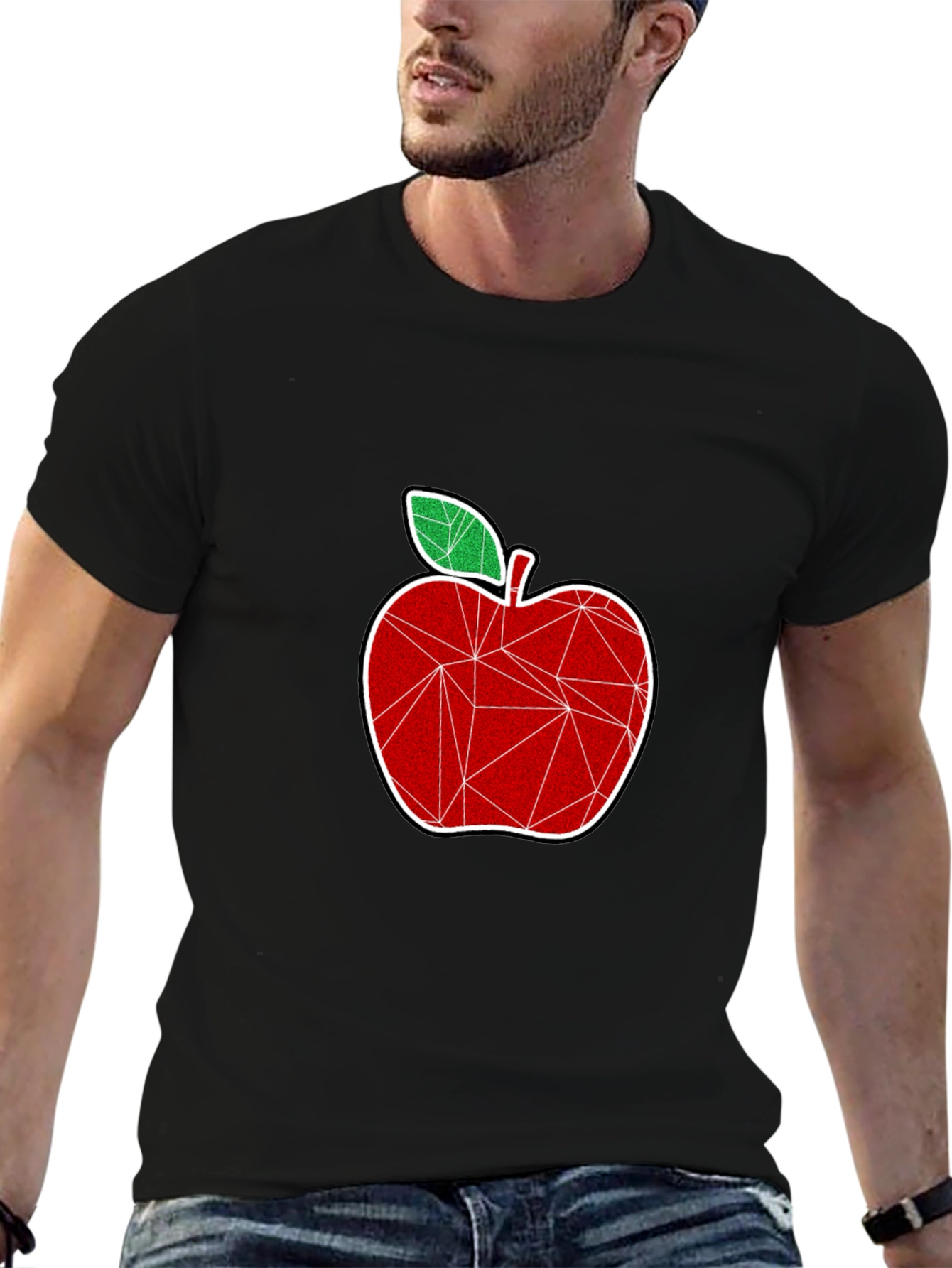Geometric Apple Graphic Tee - Stylish Modern Design