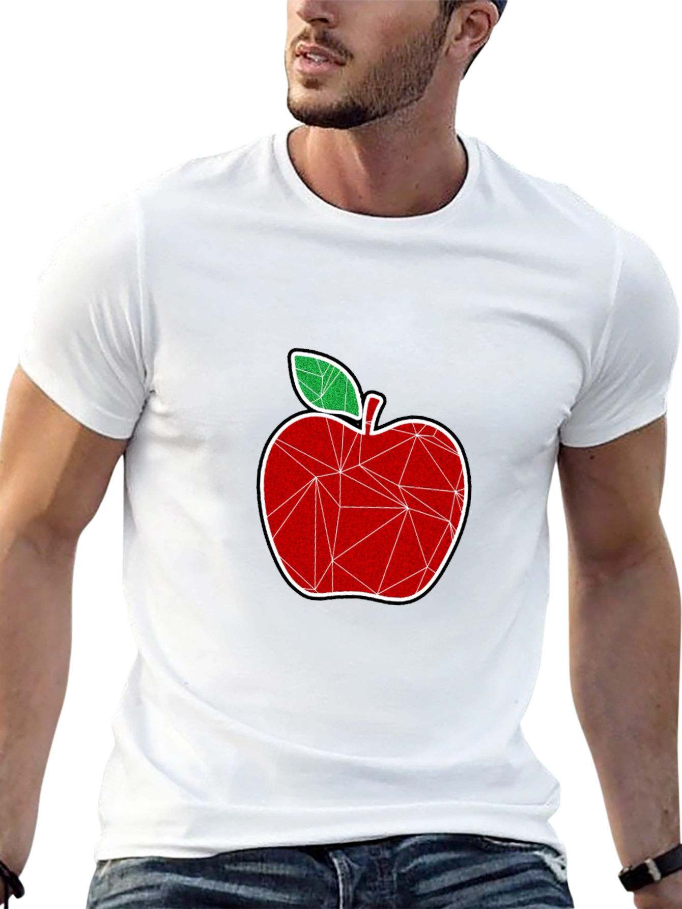 Geometric Apple Graphic Tee - Stylish Modern Design