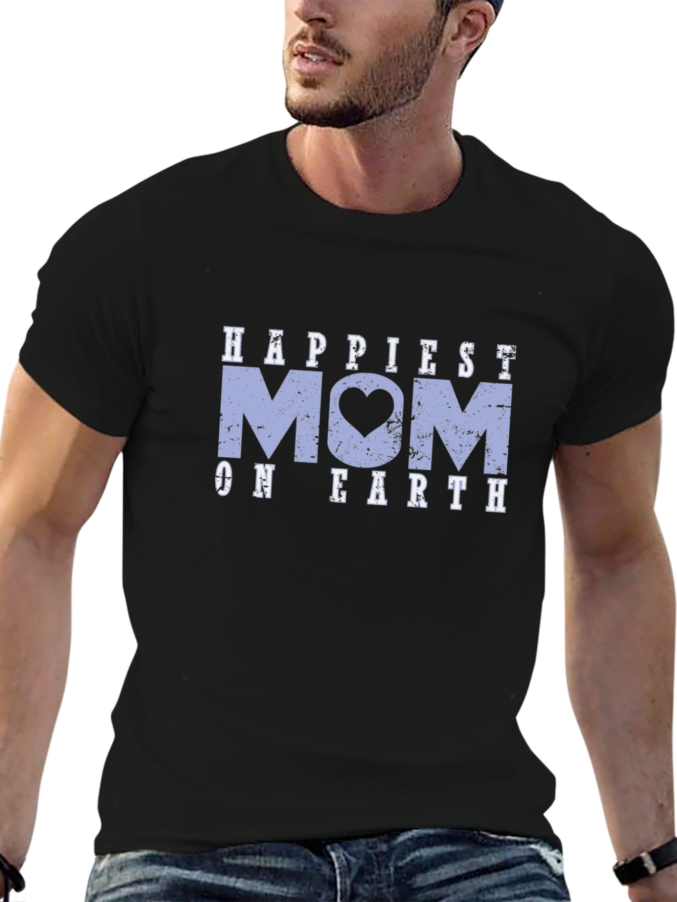 Happiest Mom On Earth Black Graphic T-Shirt