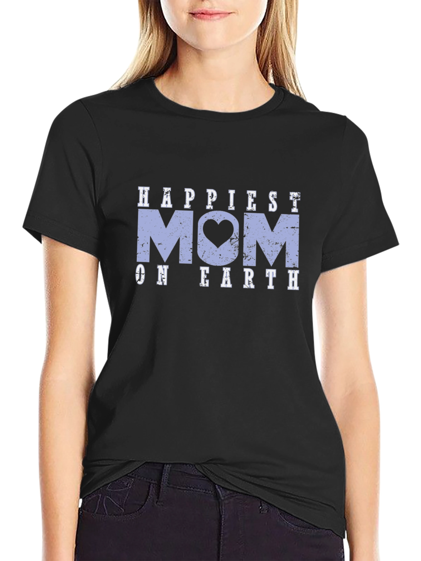 Happiest Mom On Earth Black Graphic T-Shirt