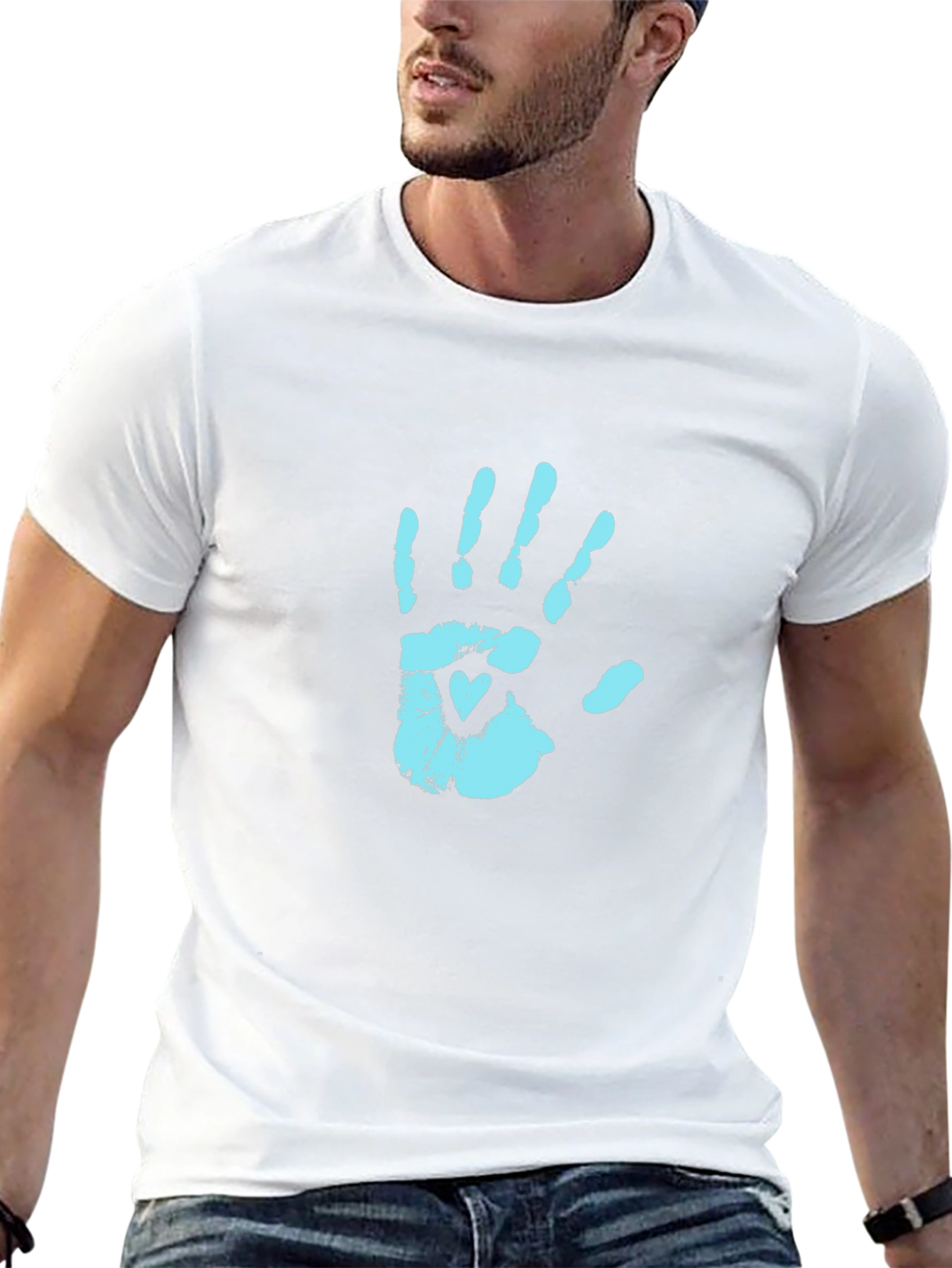 Handprint Heart Graphic Tee - Casual Style