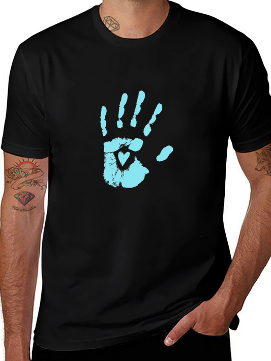 Handprint Heart Graphic Tee - Casual Style