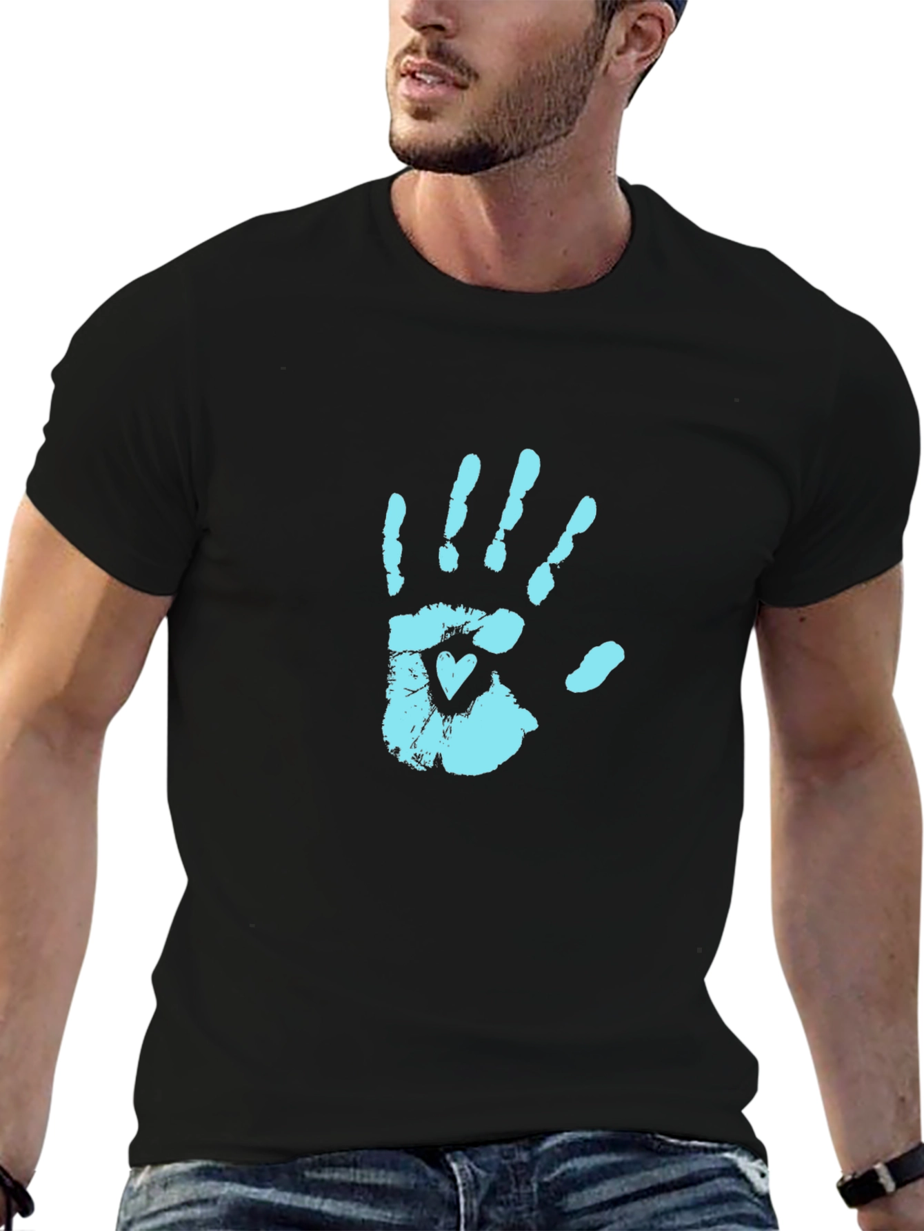 Handprint Heart Graphic Tee - Casual Style