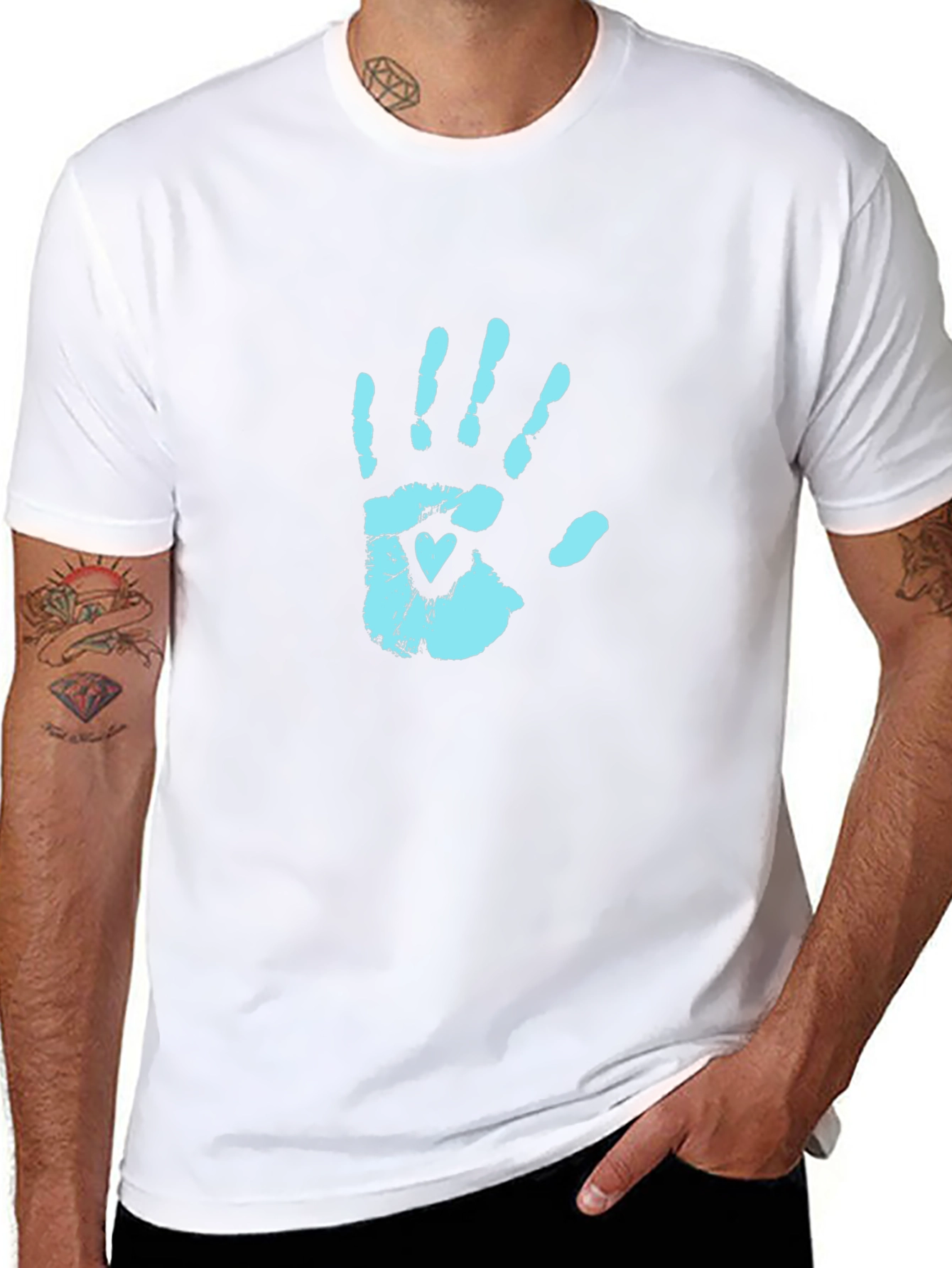 Handprint Heart Graphic Tee - Casual Style