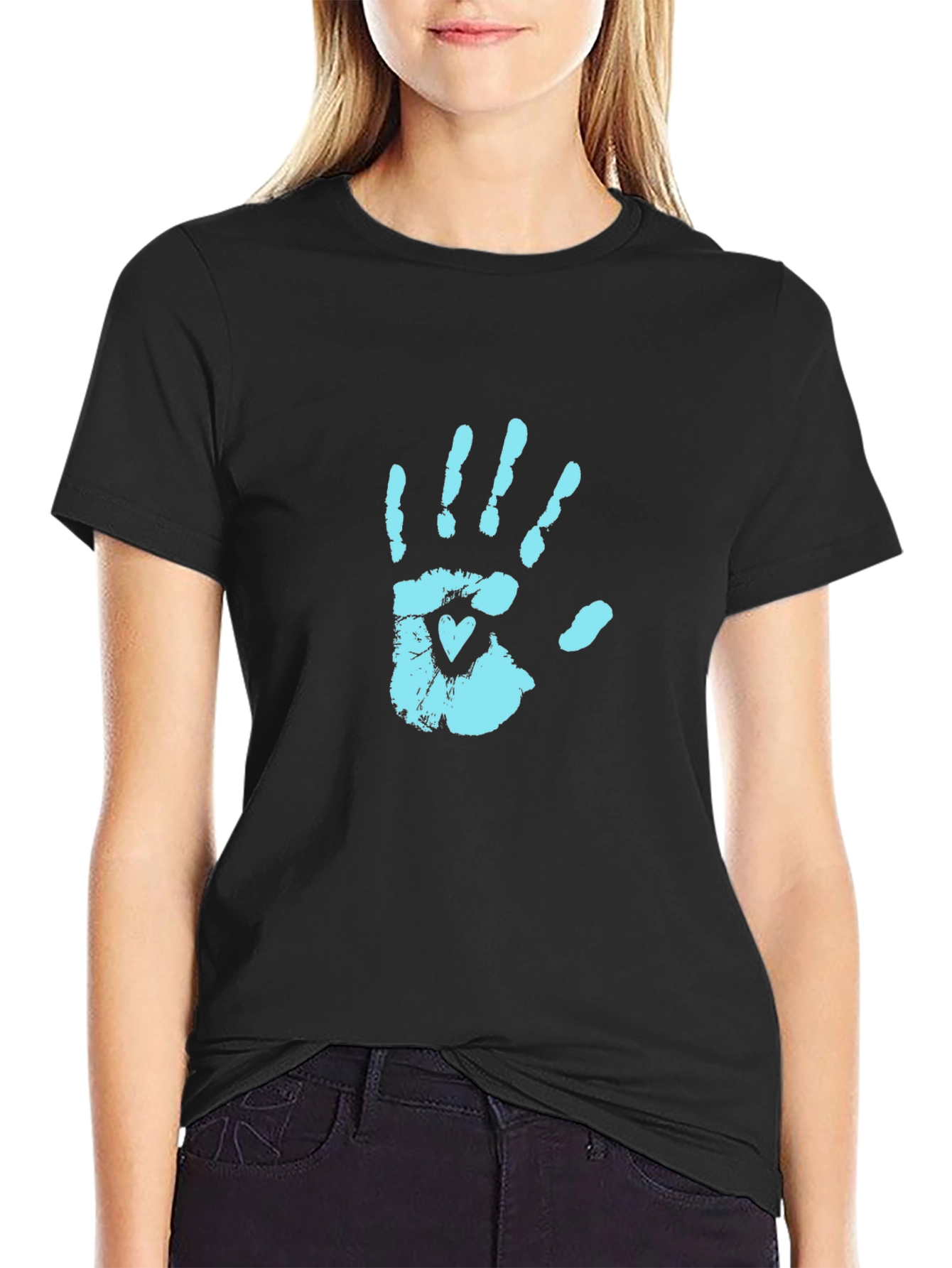 Handprint Heart Graphic Tee - Casual Style