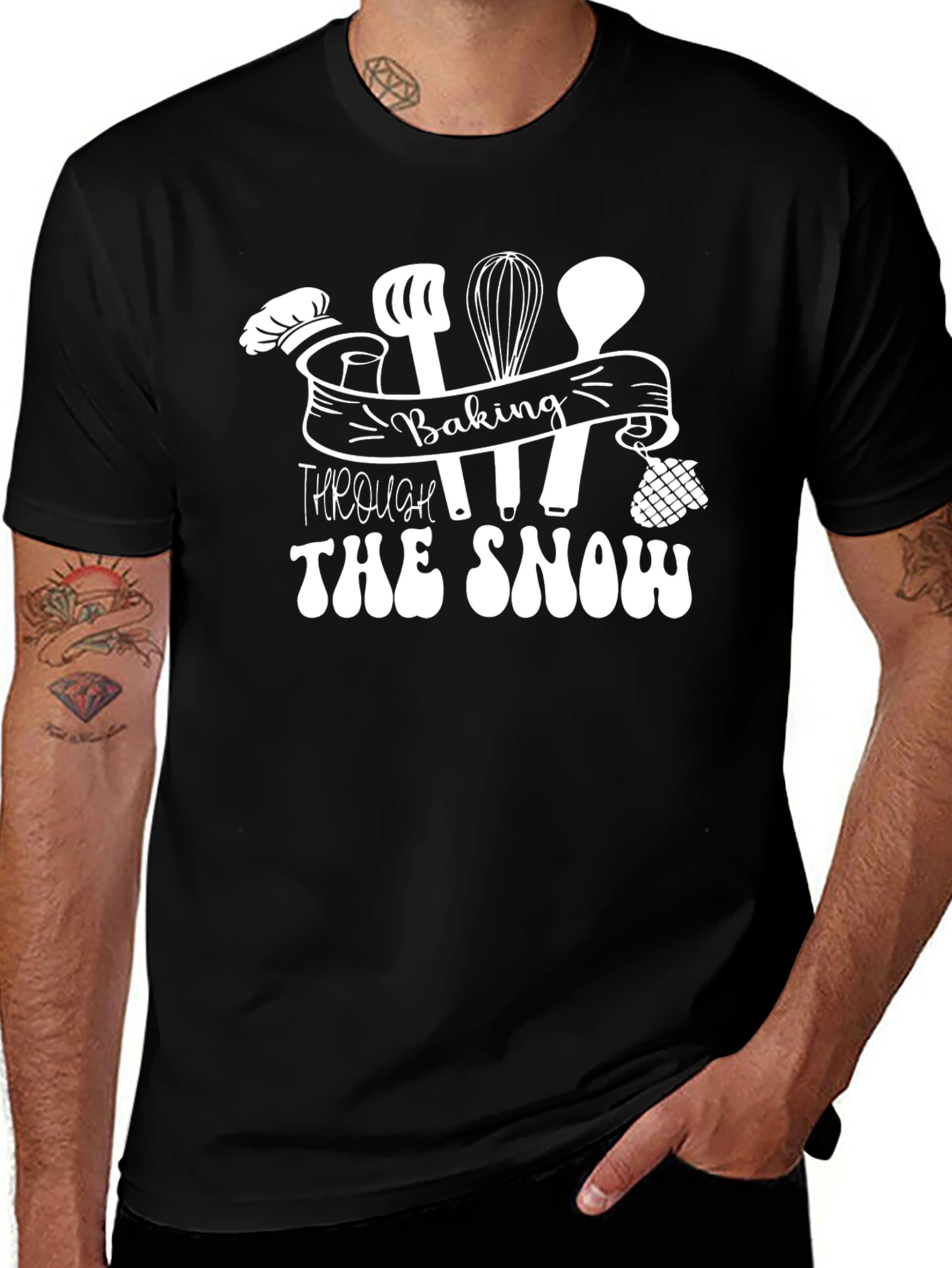 Baking Through The Snow Black Crew Neck T-Shirt