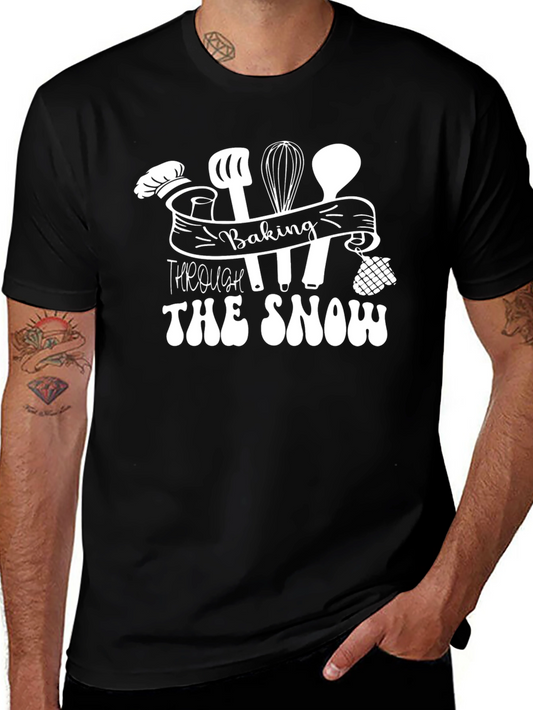 Baking Through The Snow Black Crew Neck T-Shirt