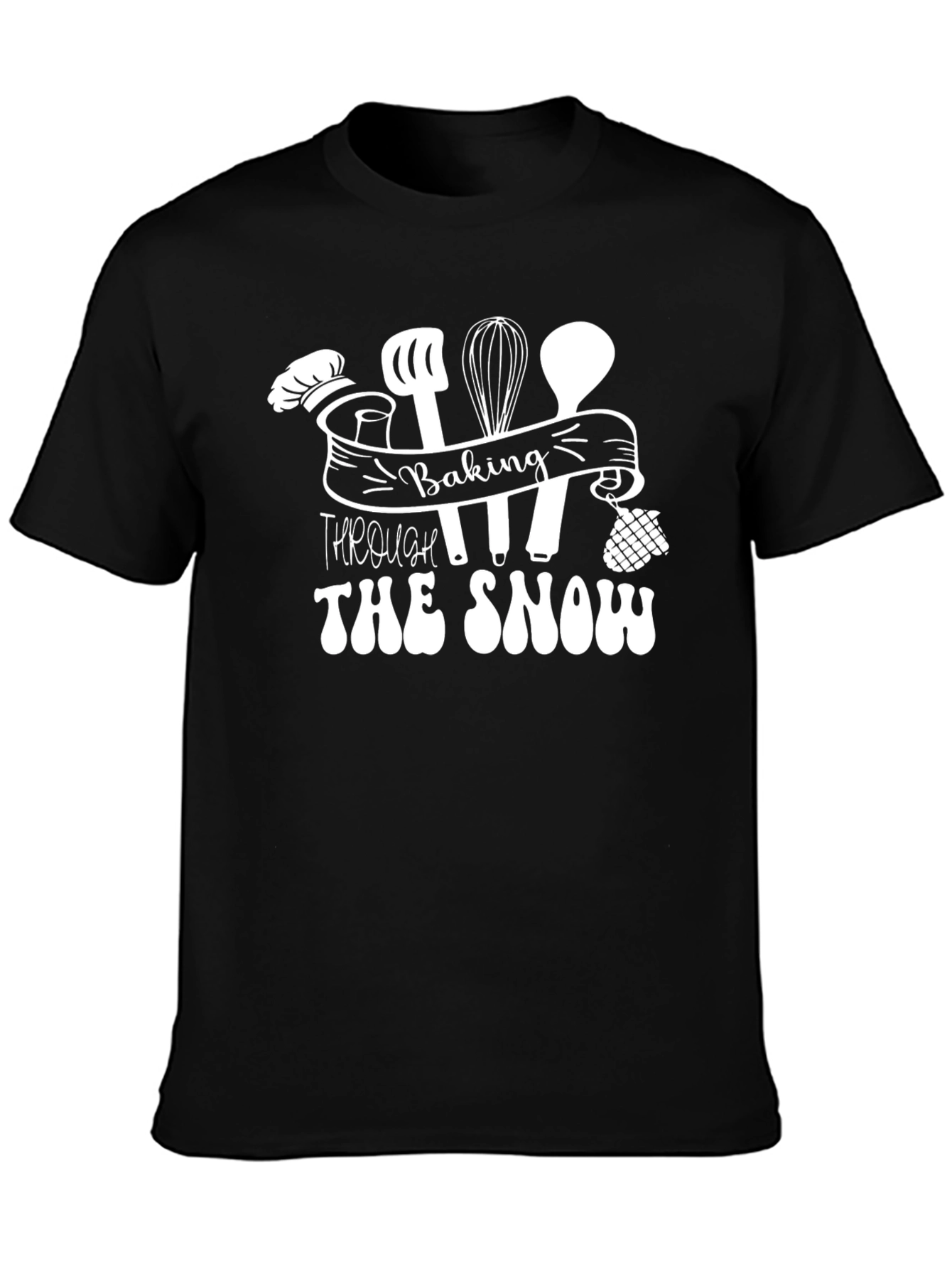 Baking Through The Snow Black Crew Neck T-Shirt
