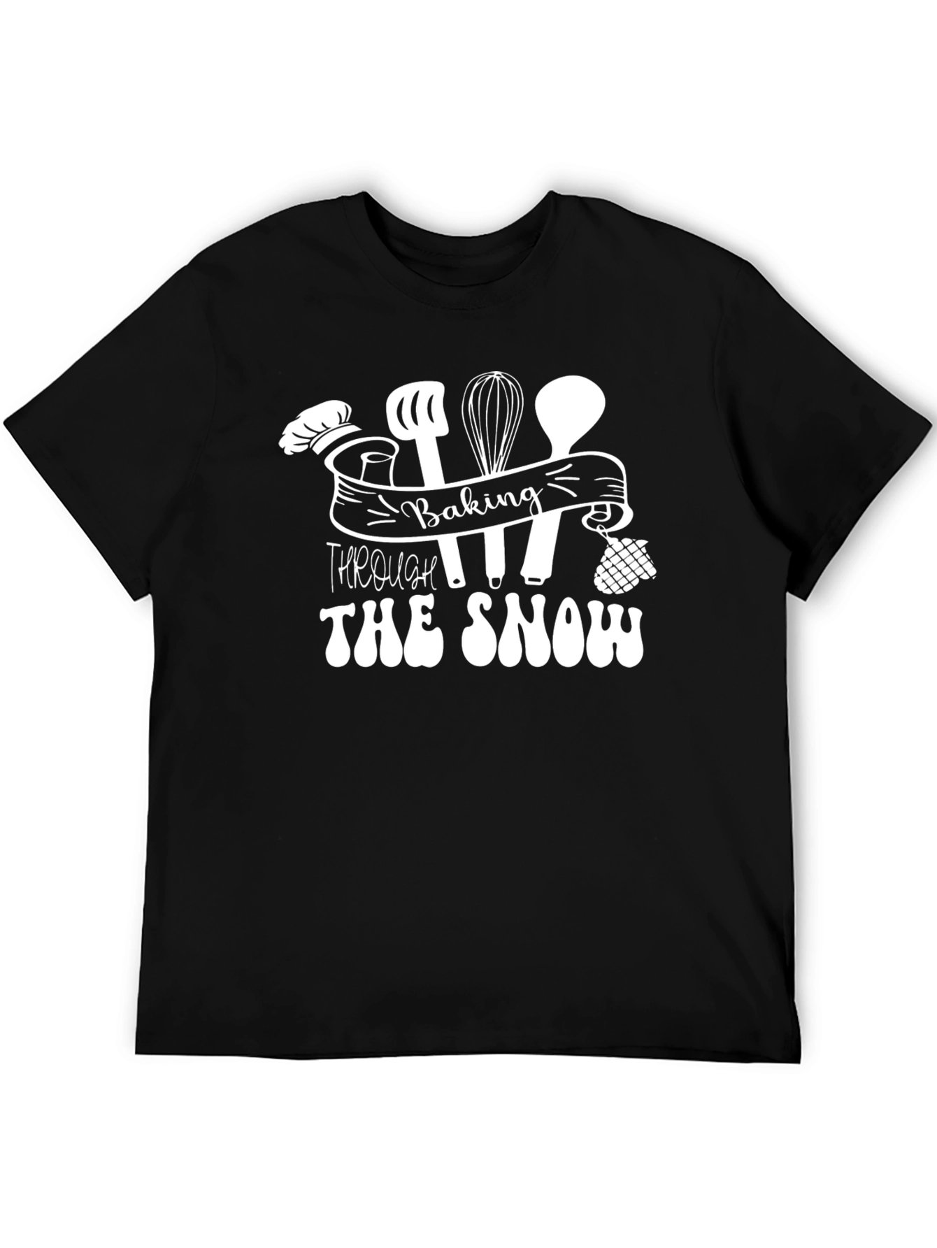 Baking Through The Snow Black Crew Neck T-Shirt