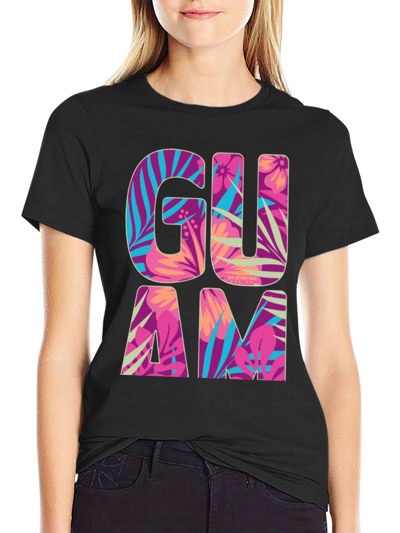 Guam Tropical Floral T-Shirt Island Souvenir Tee
