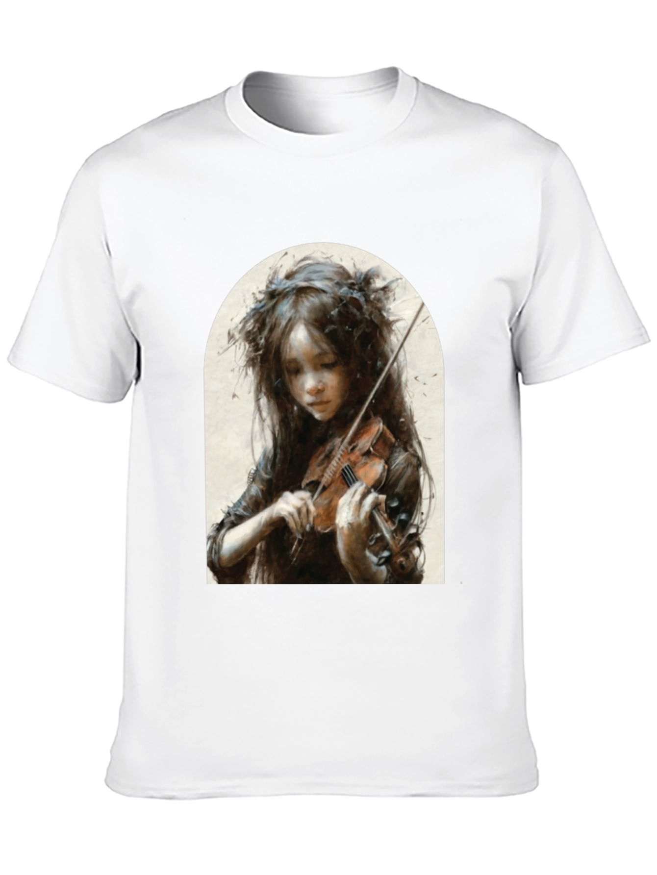 Girl Playing Violin Graphic T-Shirt - Black