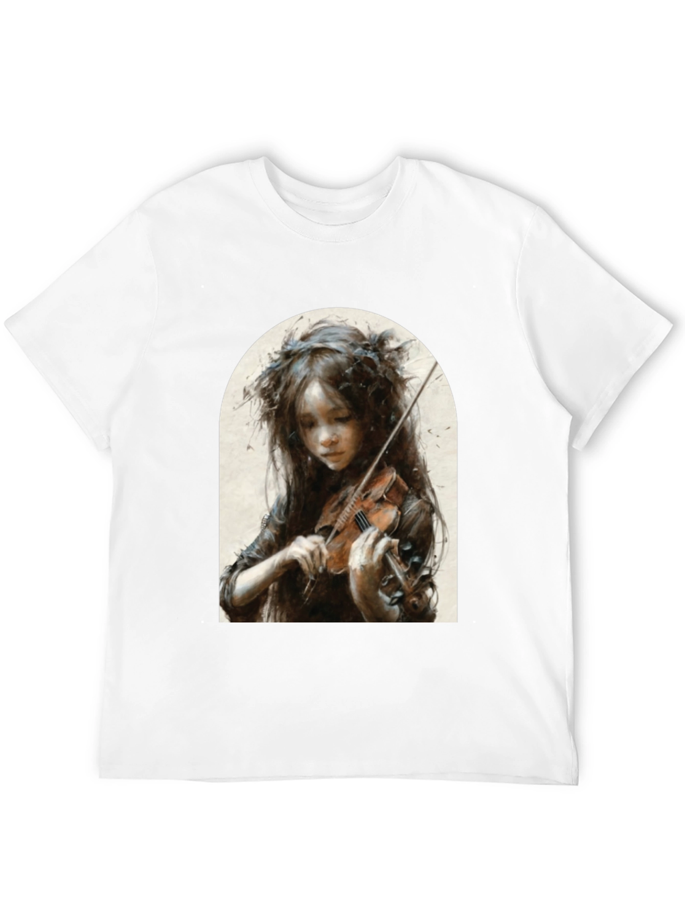 Girl Playing Violin Graphic T-Shirt - Black